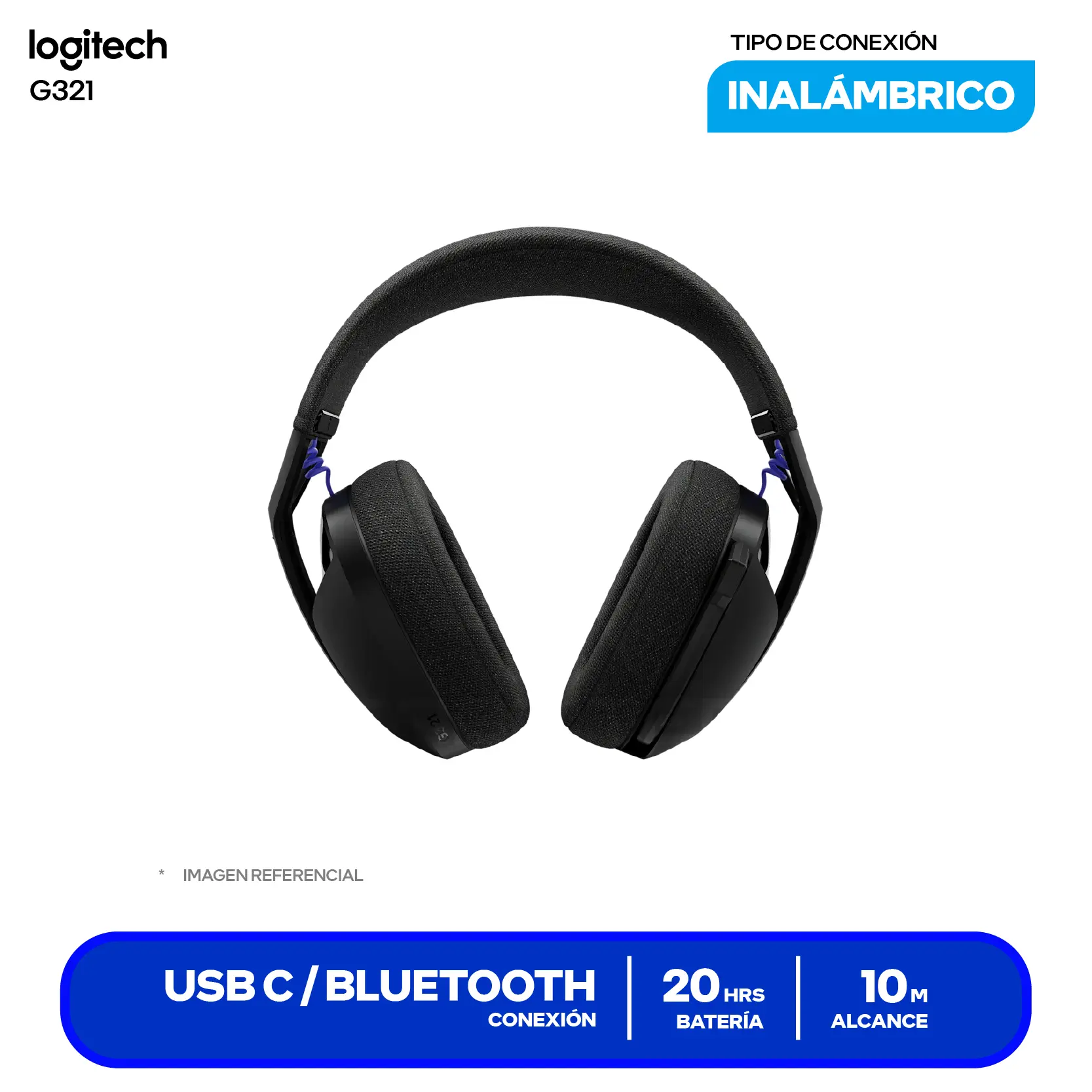 Audífono Logitech G321 Negro (981-001562), Inalámbrico LIGHTSPEED, Bluetooth 5.2, Micrófono Integrado