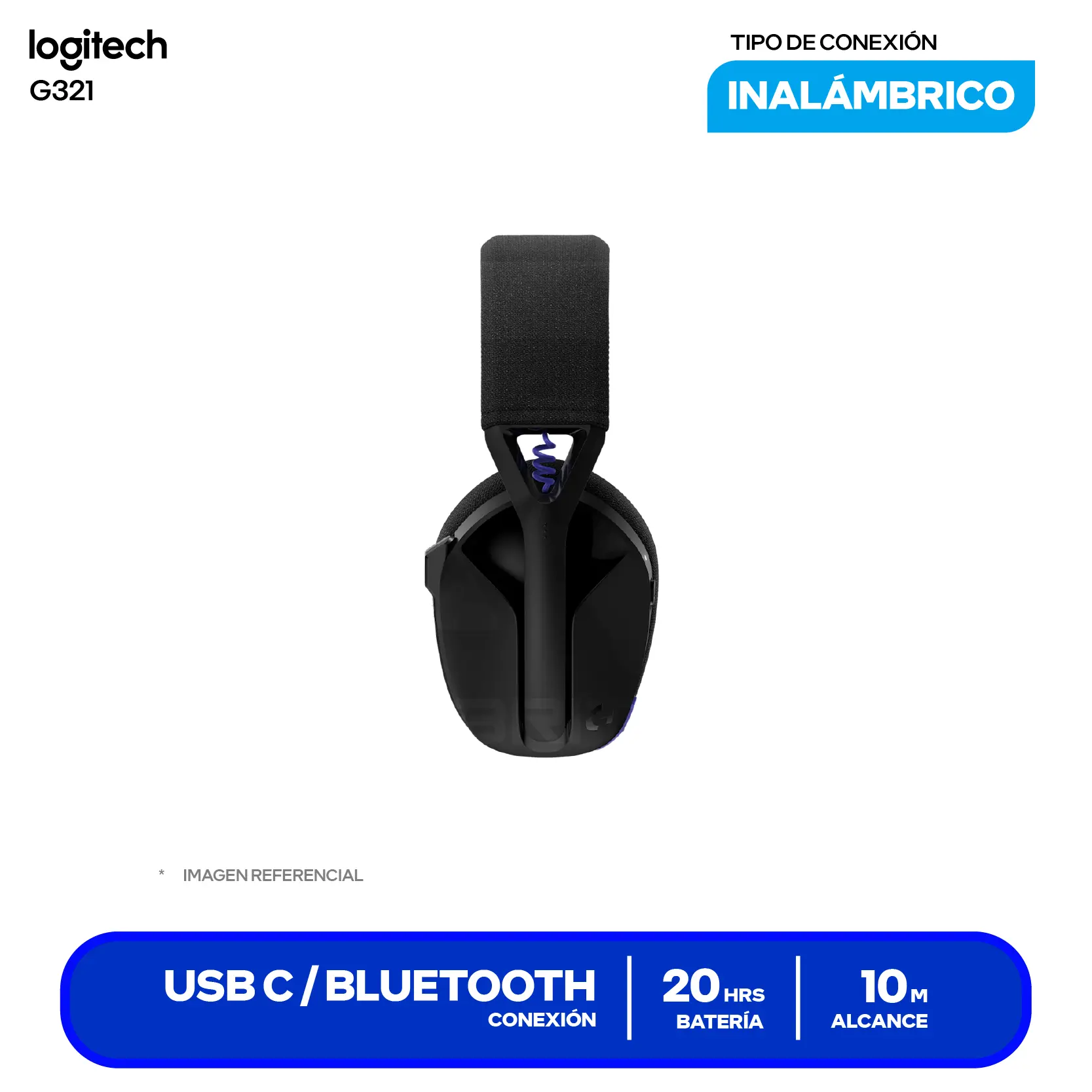Audífono Logitech G321 Negro (981-001562), Inalámbrico LIGHTSPEED, Bluetooth 5.2, Micrófono Integrado