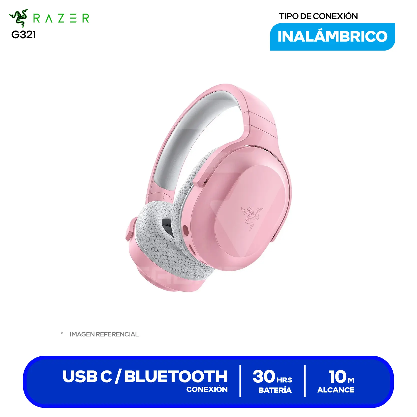 Audífono Razer Barracuda Quartz Rosa (RZ04-03790300), Inalámbrico 2.4 GHz, Bluetooth 5.2, Jack 3.5, Micrófono Integrado