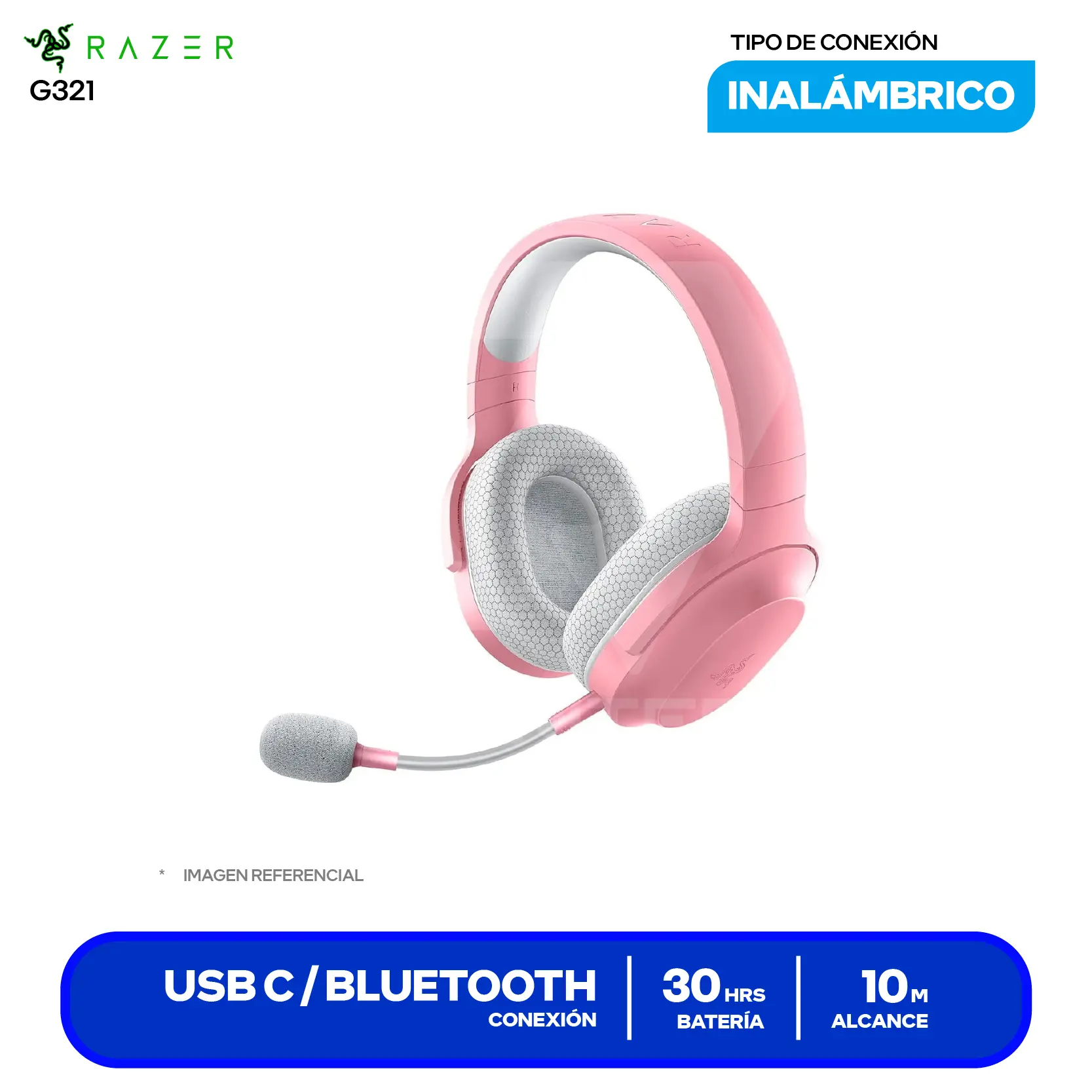 Audífono Razer Barracuda Quartz Rosa (RZ04-03790300), Inalámbrico 2.4 GHz, Bluetooth 5.2, Jack 3.5, Micrófono Integrado