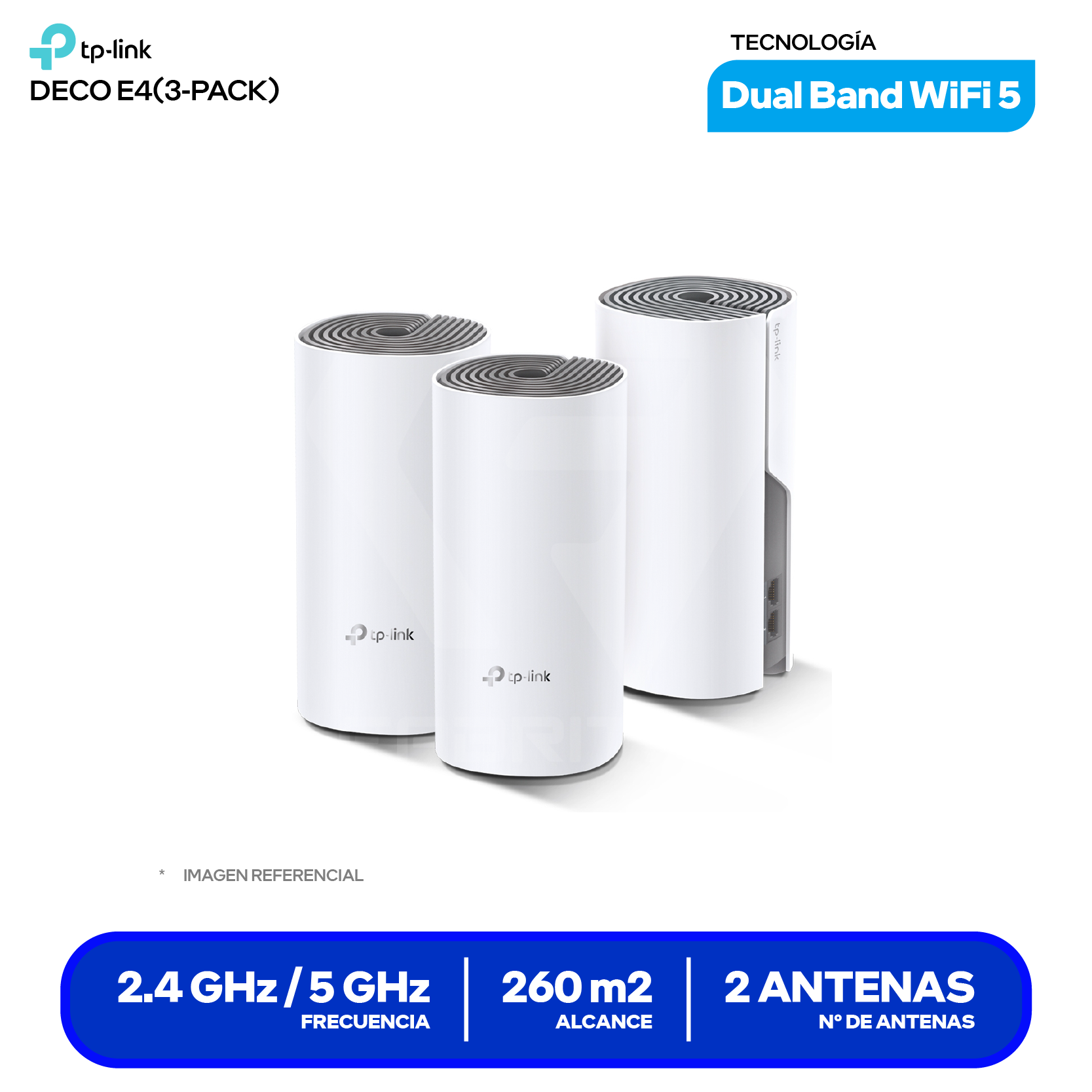 Sistema Mesh TP-Link Deco E4 AC1200 (1750502950) Doble Banda, Pack de 3