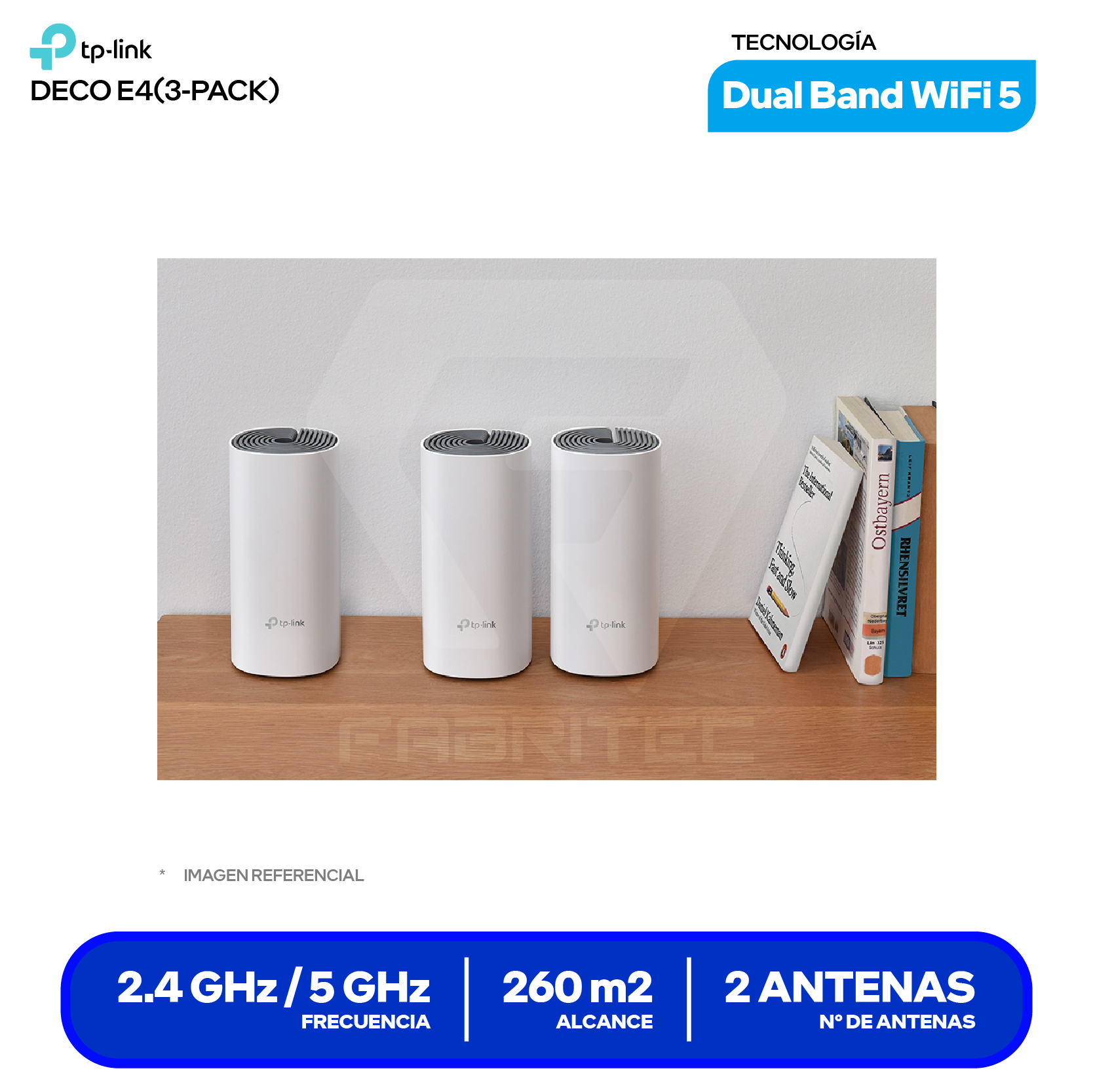 Sistema Mesh TP-Link Deco E4 AC1200 (1750502950) Doble Banda, Pack de 3