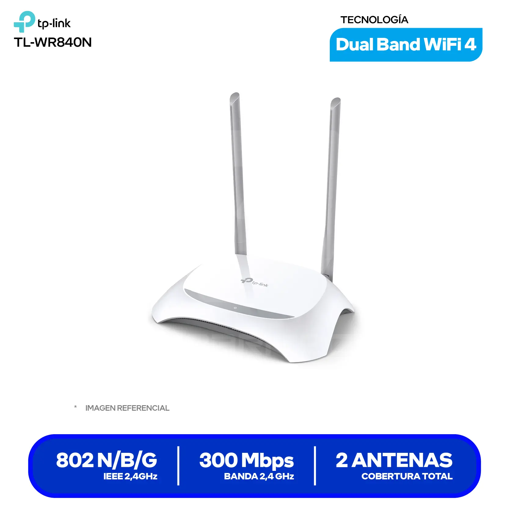 Router Inalámbrico TP-Link TL-WR840N (1750502341) 300Mbps, 2 Antenas Fijas