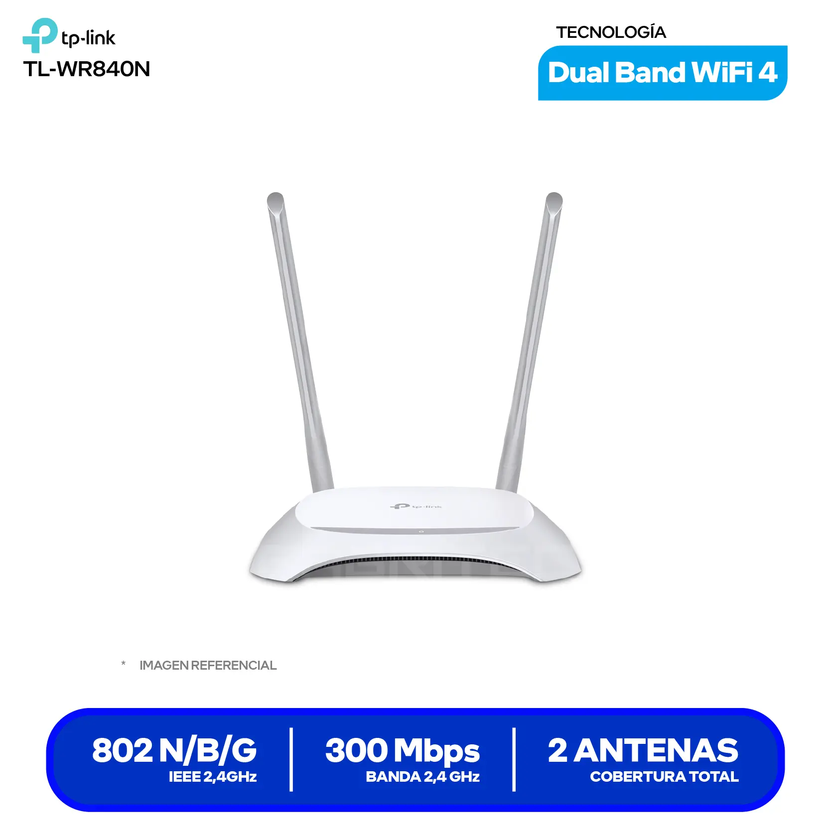 Router Inalámbrico TP-Link TL-WR840N (1750502341) 300Mbps, 2 Antenas Fijas