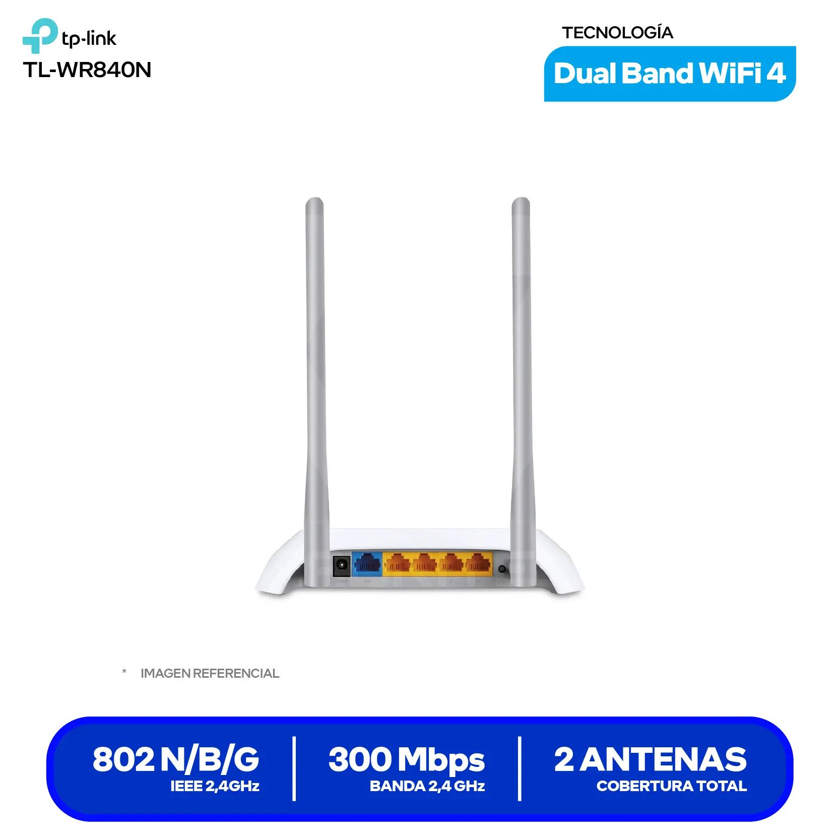 Router Inalámbrico TP-Link TL-WR840N (1750502341) 300Mbps, 2 Antenas Fijas