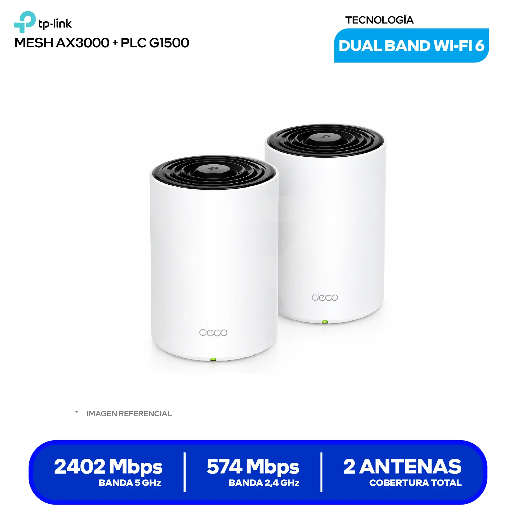 Sistema Mesh TP-Link Deco PX50 AX3000 (1750502859) Wi-Fi 6, Pack de 2