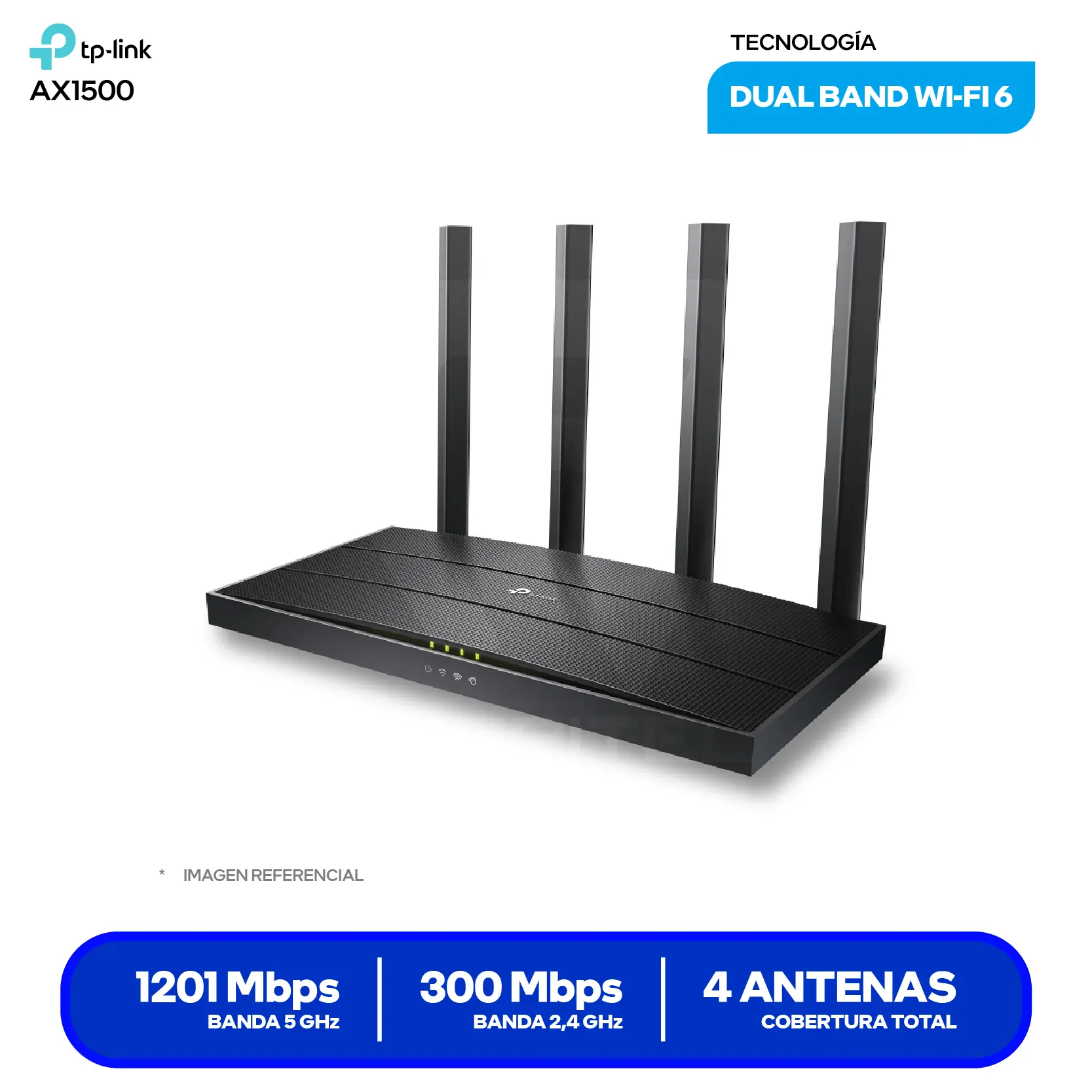 Router TP-Link Archer AX12 AX1500 (1750502959) Wi-Fi 6, Doble Banda, 4 Antenas