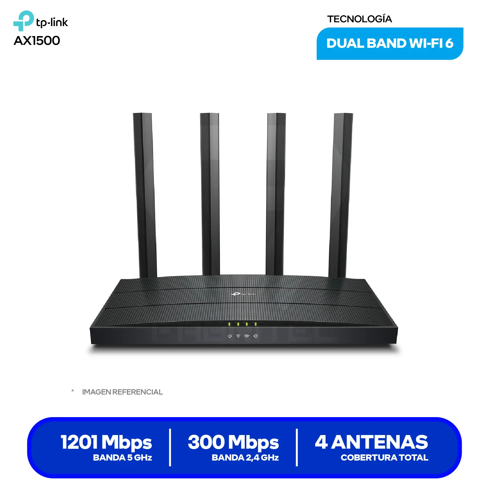 Router TP-Link Archer AX12 AX1500 (1750502959) Wi-Fi 6, Doble Banda, 4 Antenas