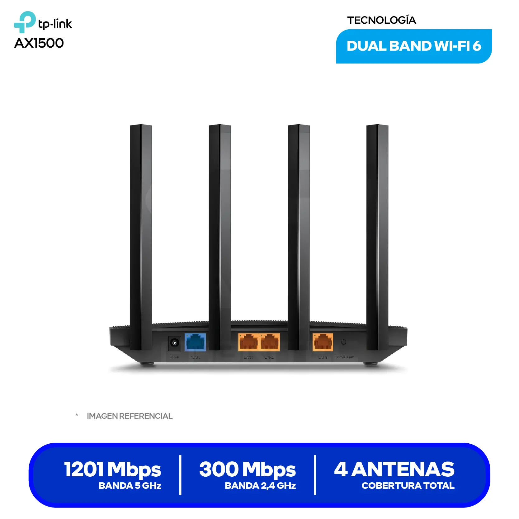 Router TP-Link Archer AX12 AX1500 (1750502959) Wi-Fi 6, Doble Banda, 4 Antenas