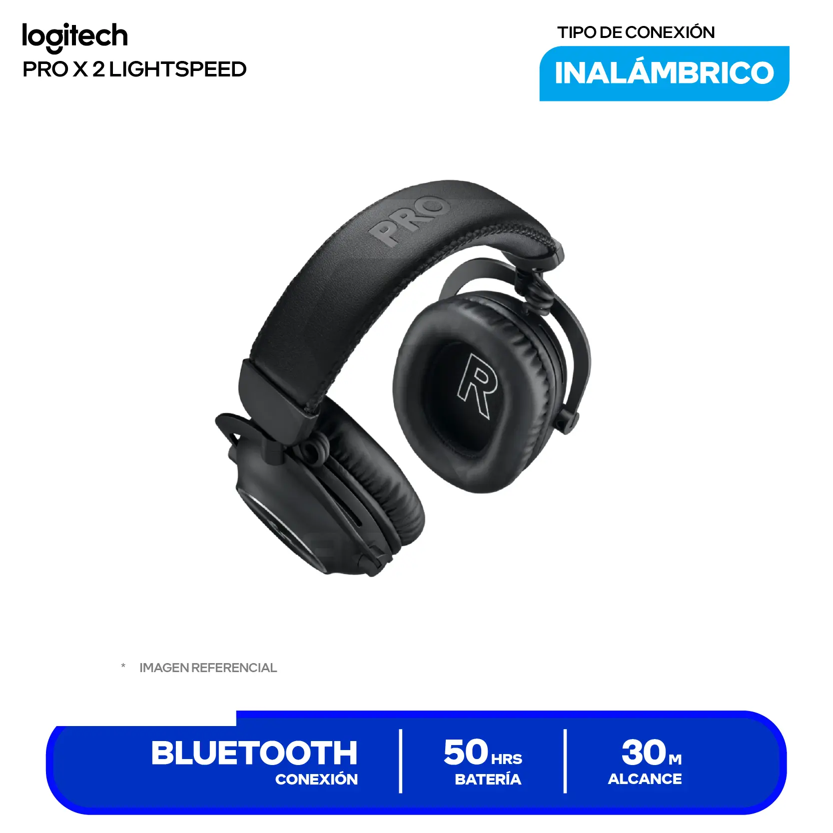 Audífono Gamer Logitech G PRO X 2 LIGHTSPEED Negro (981-001262), Inalámbrico, Bluetooth, Transductores 50mm, Micrófono Desmontable, Batería 50h