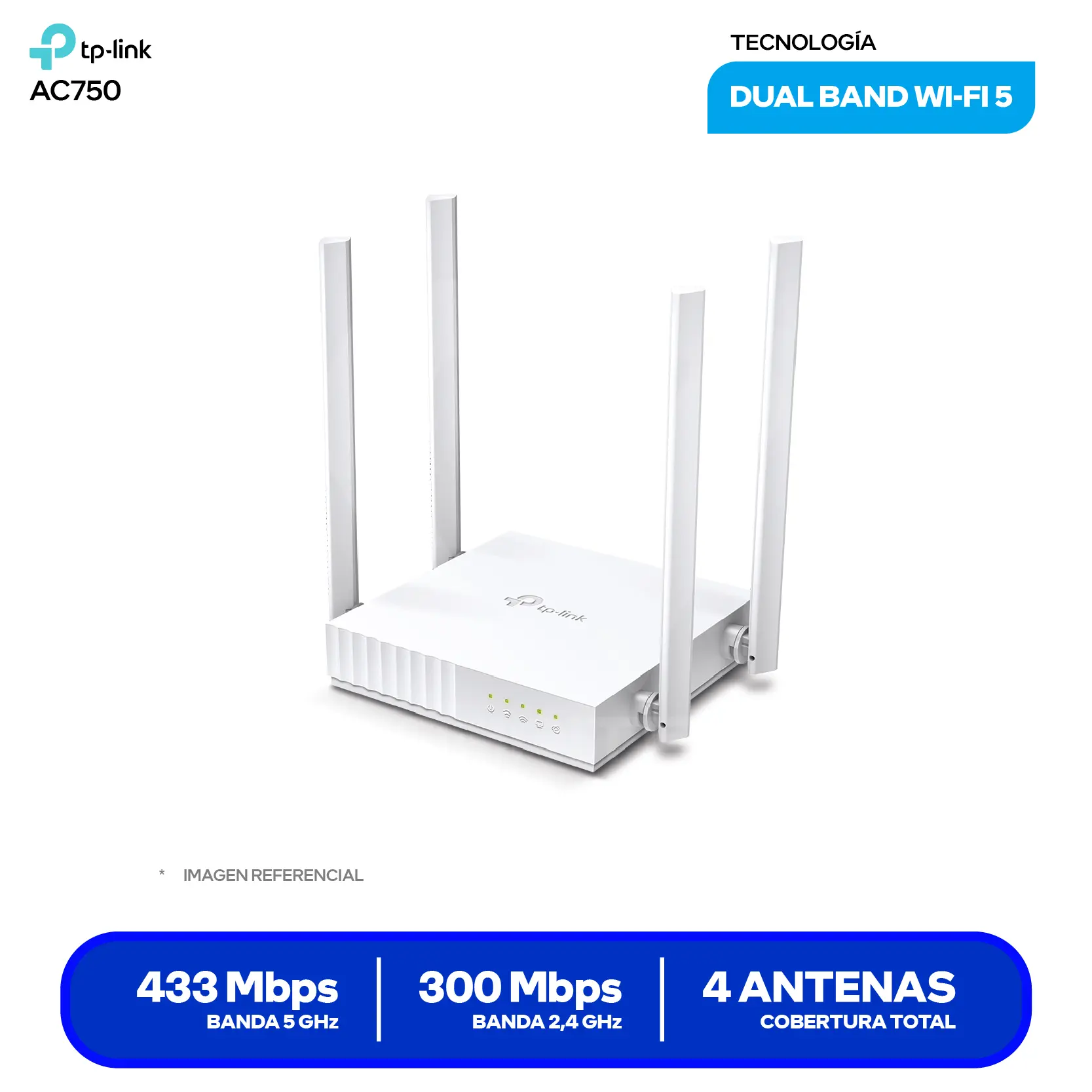 Router TP-Link Archer C24 AC750 (1750502967) Doble Banda, 4 Antenas Fijas