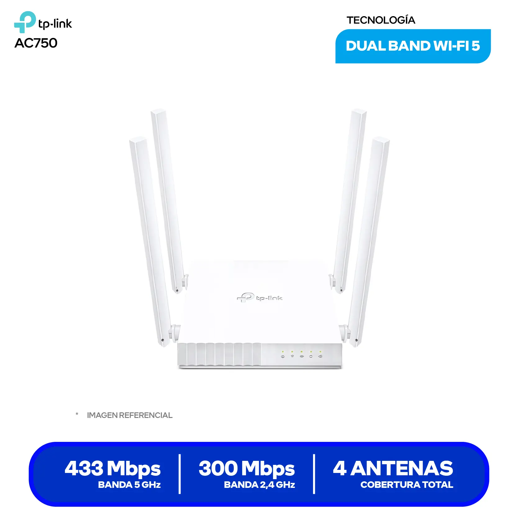 Router TP-Link Archer C24 AC750 (1750502967) Doble Banda, 4 Antenas Fijas