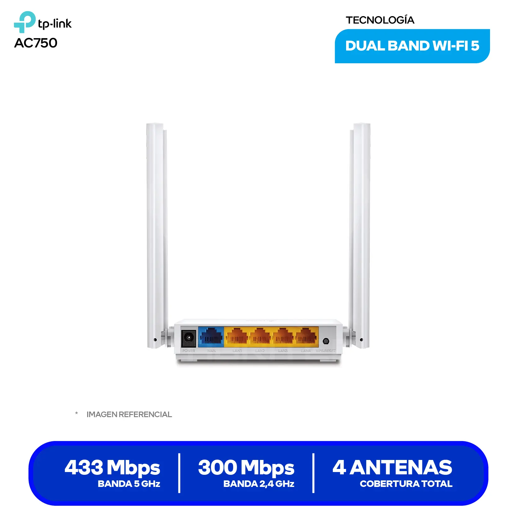 Router TP-Link Archer C24 AC750 (1750502967) Doble Banda, 4 Antenas Fijas