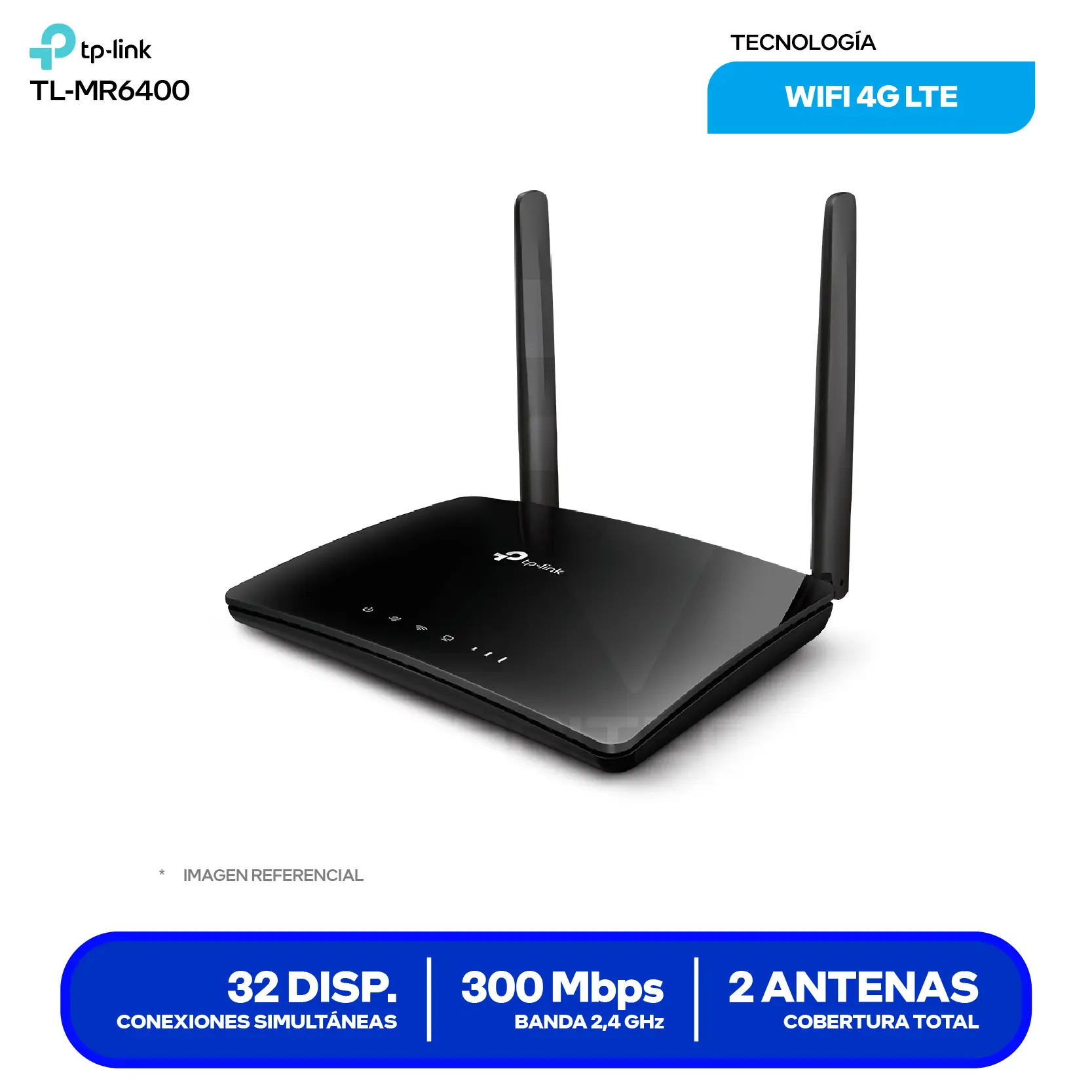 Router Inalámbrico TP-Link TL-MR6400 (TL-MR6400) 4G LTE, 300Mbps, Ranura para Tarjeta SIM