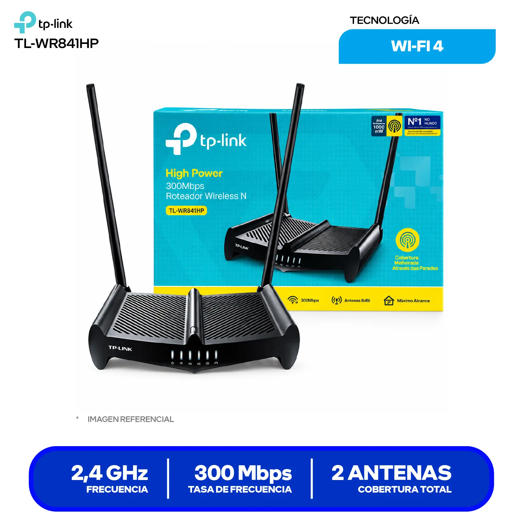 Router Inalámbrico TP-Link TL-WR841HP (1750502297) 300Mbps 2.4 GHz, 2 Antenas