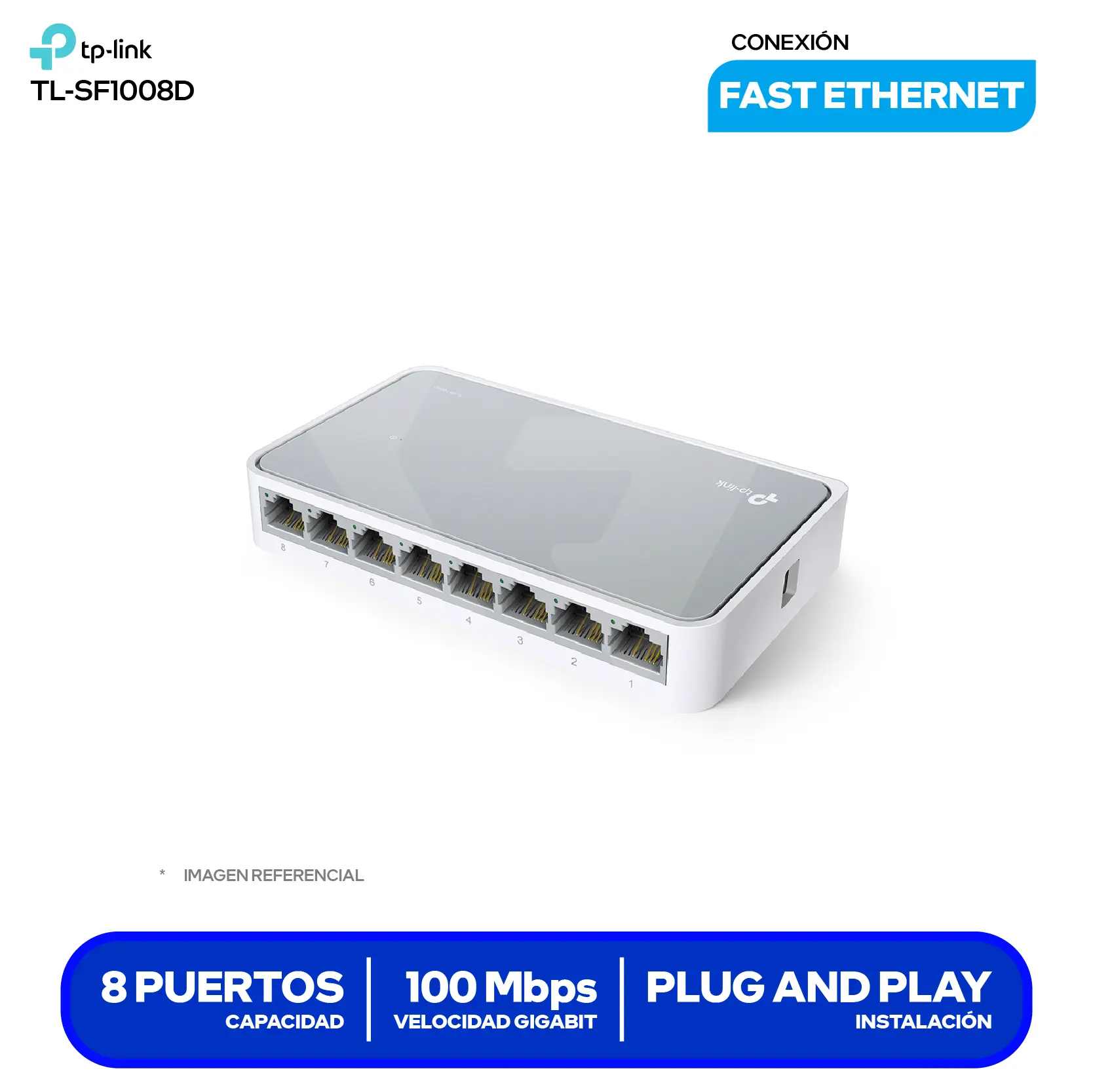 Switch de Escritorio TP-Link TL-SF1008D (TL-SF1008D) 8 Puertos, 10/100Mbps