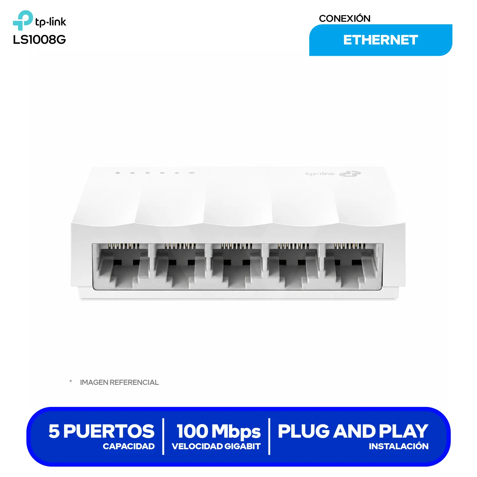 Switch de Escritorio TP-Link LS1005 (1730502150) 5 Puertos, 10/100Mbps