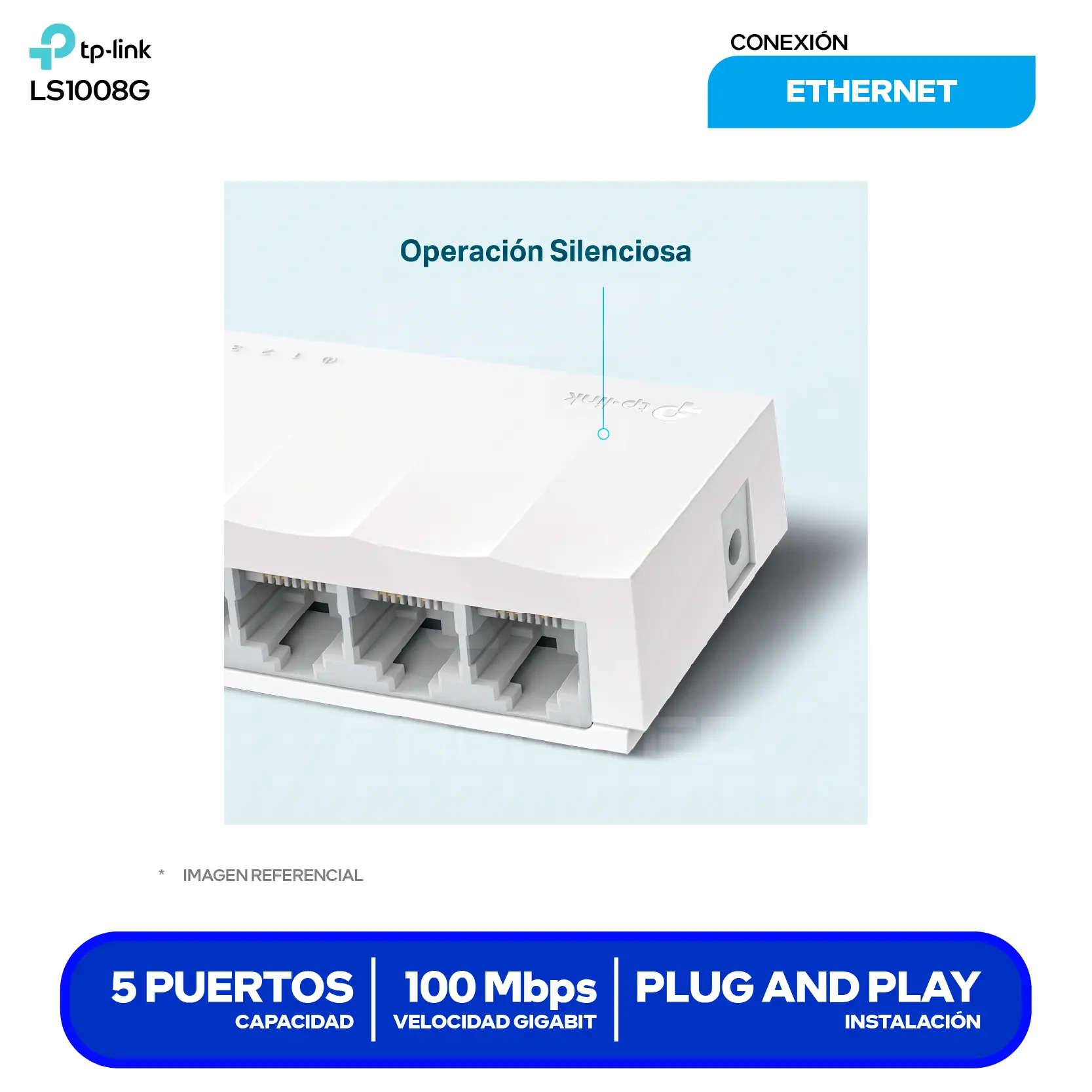 Switch de Escritorio TP-Link LS1005 (1730502150) 5 Puertos, 10/100Mbps