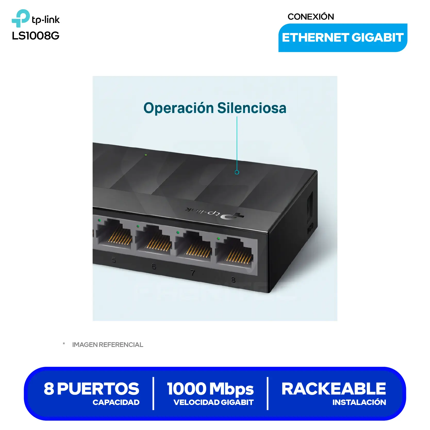Switch de Escritorio TP-Link LS1008G (1730502241) 8 Puertos, 10/100/1000Mbps