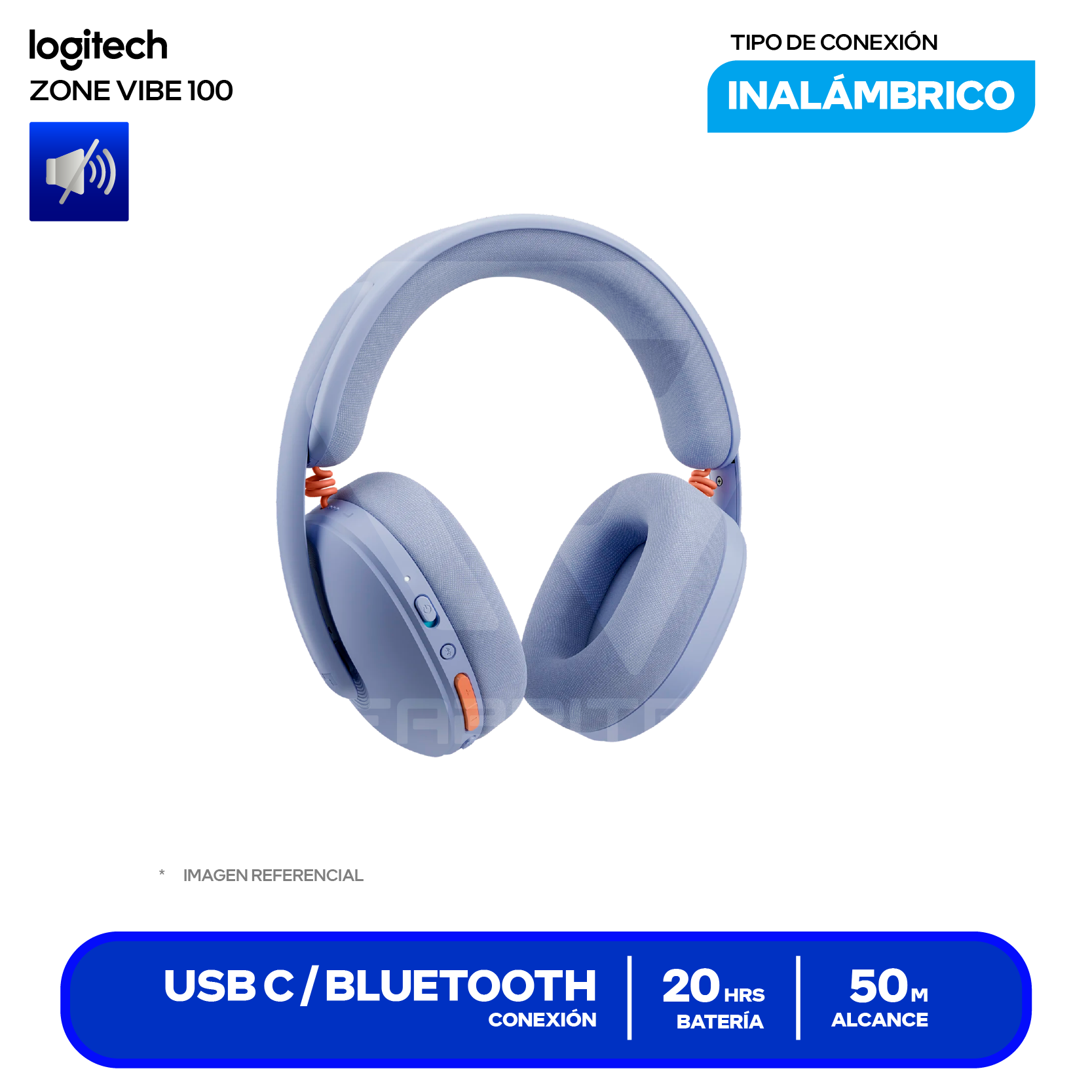 Audífono Gamer Logitech G325 Morado / Lila (981-001537) Inalámbrico LIGHTSPEED, Bluetooth 5.2, Micrófono IA, Drivers 32mm, Batería 24h