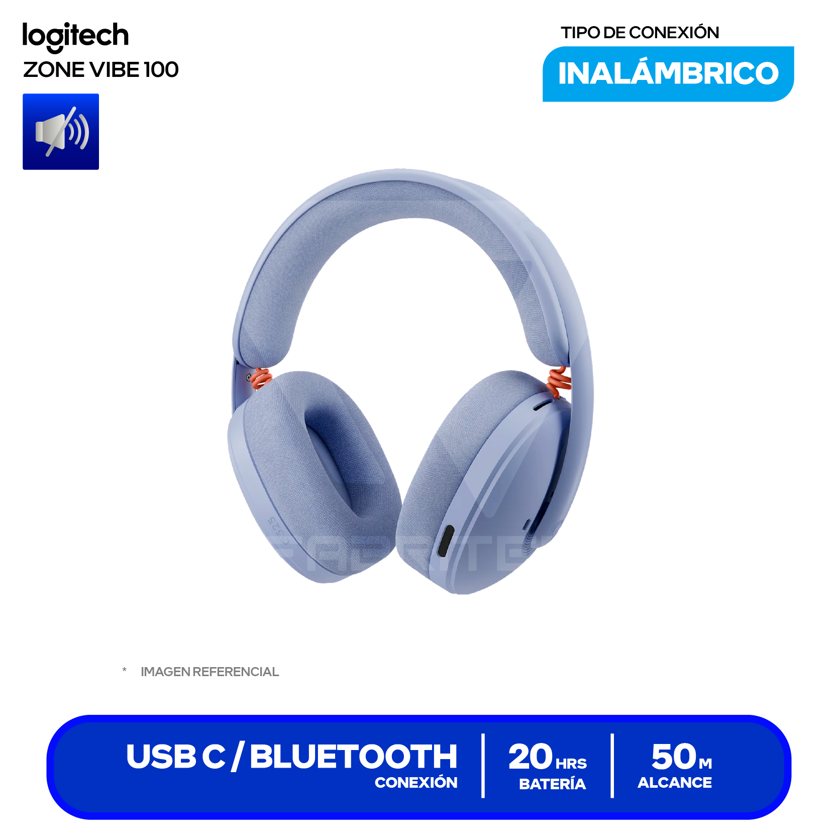 Audífono Gamer Logitech G325 Morado / Lila (981-001537) Inalámbrico LIGHTSPEED, Bluetooth 5.2, Micrófono IA, Drivers 32mm, Batería 24h