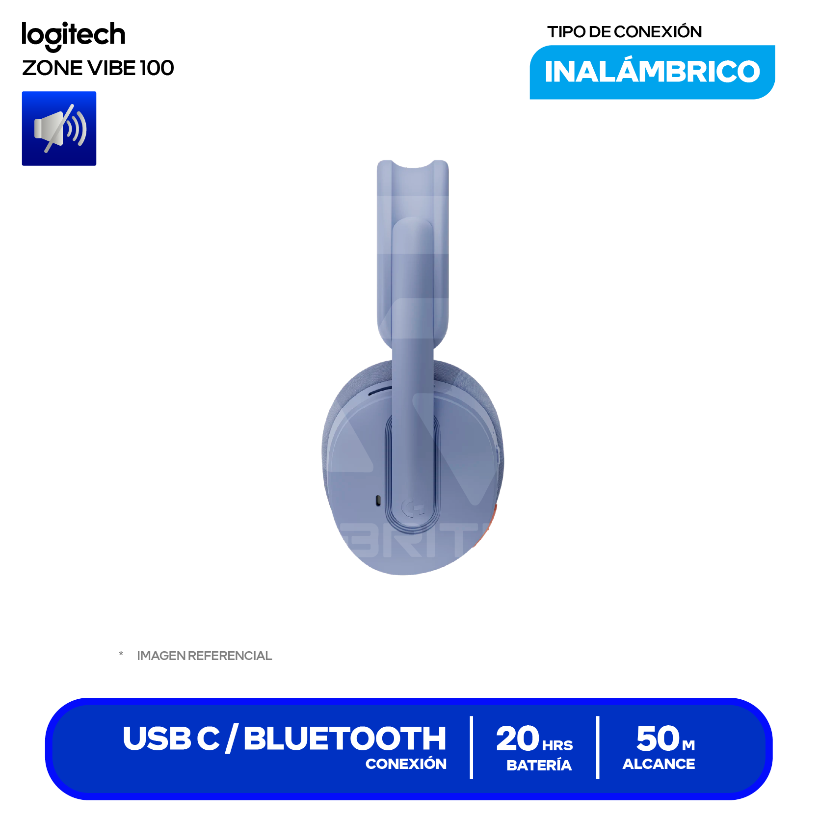 Audífono Gamer Logitech G325 Morado / Lila (981-001537) Inalámbrico LIGHTSPEED, Bluetooth 5.2, Micrófono IA, Drivers 32mm, Batería 24h