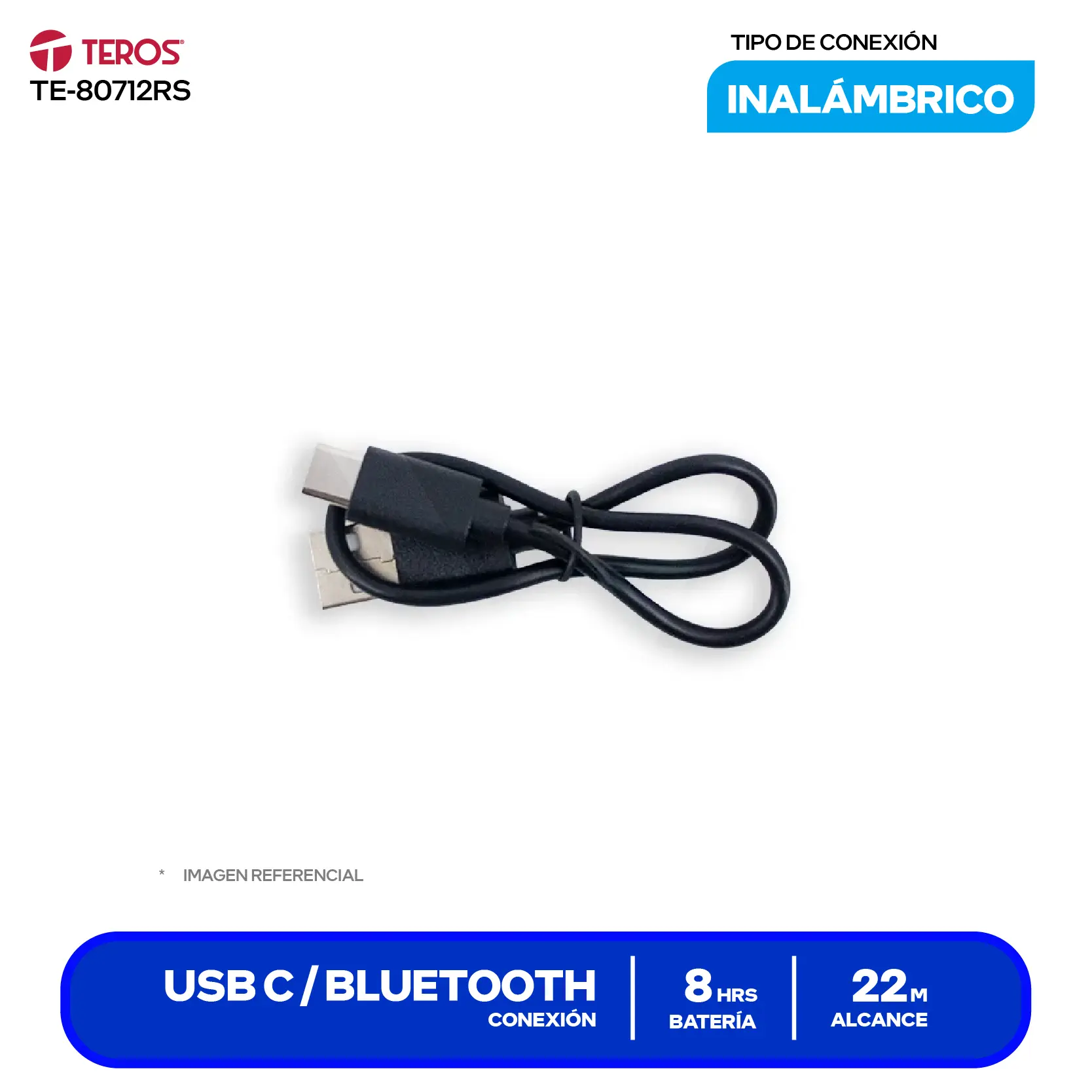 Audífono Inalámbrico Teros TE-80712RS Rosa Titanio TWS Ear-Clip, Bluetooth 5.4, Display LED, Batería 380mAh USB-C