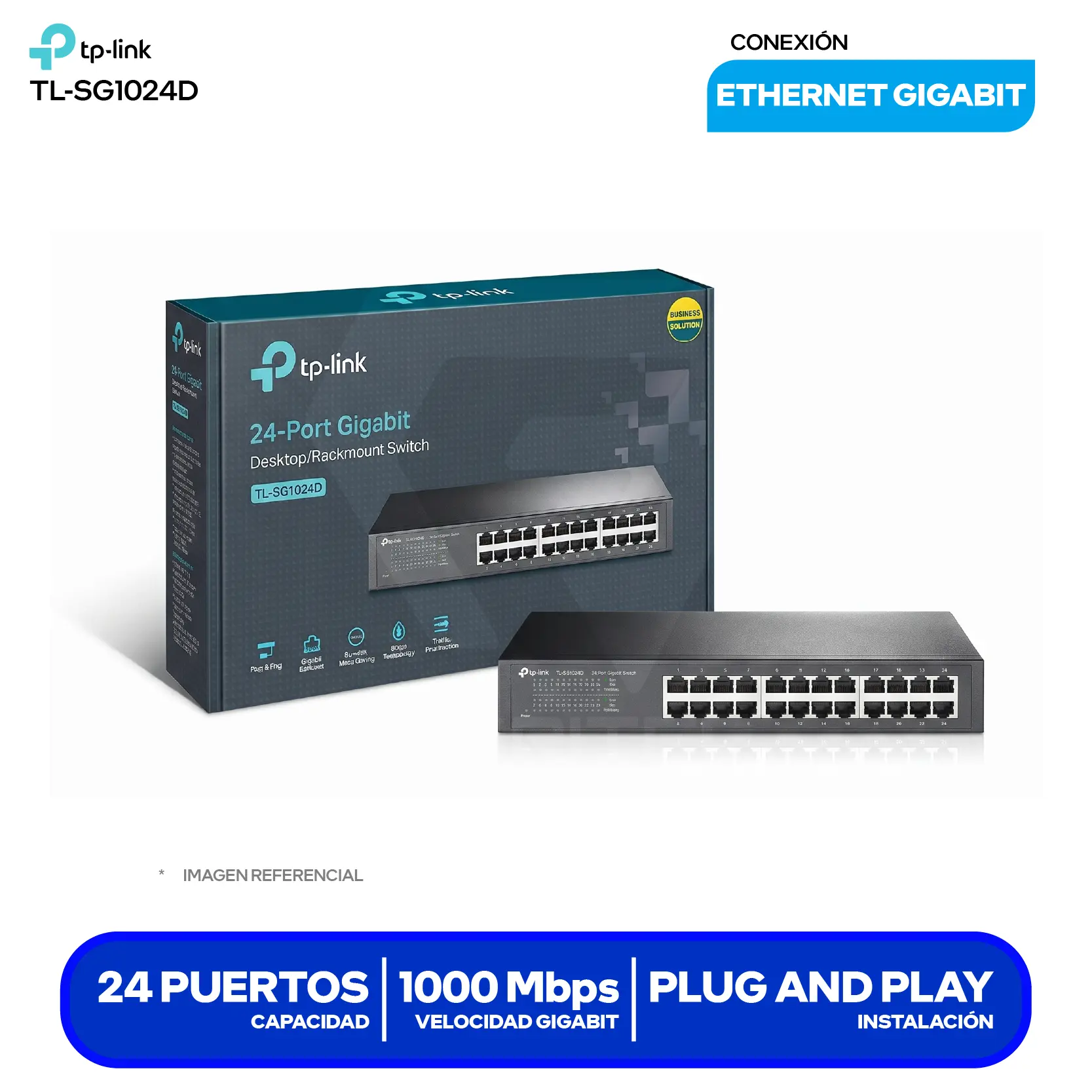 Switch de Escritorio TP-Link TL-SG1024D (1730502267) 24 Puertos, 10/100/1000 Mbps