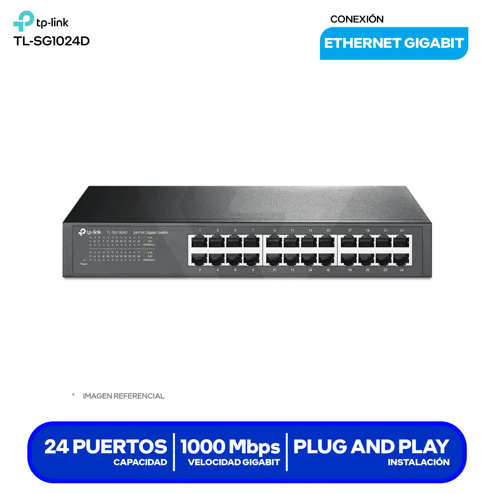 Switch de Escritorio TP-Link TL-SG1024D (1730502267) 24 Puertos, 10/100/1000 Mbps