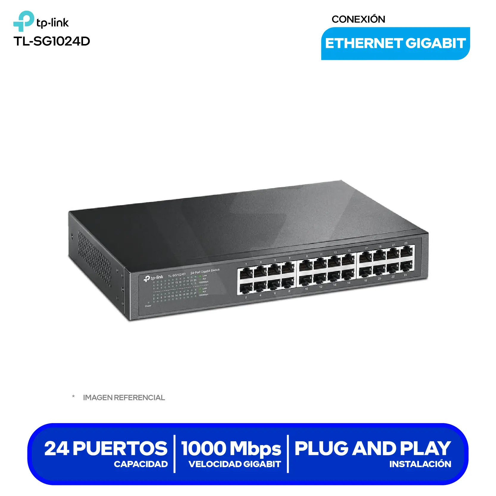 Switch de Escritorio TP-Link TL-SG1024D (1730502267) 24 Puertos, 10/100/1000 Mbps
