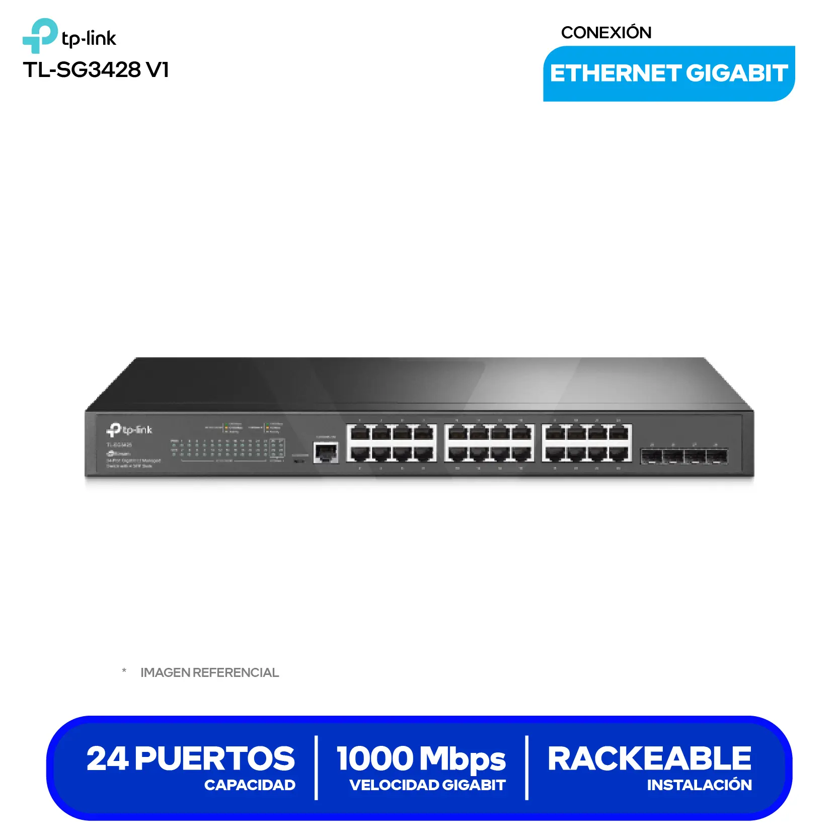 Switch TP-Link Gigabit L2+ Omada (TL-SG3428) 24 Puertos RJ45, 10/100/1000 Mbps
