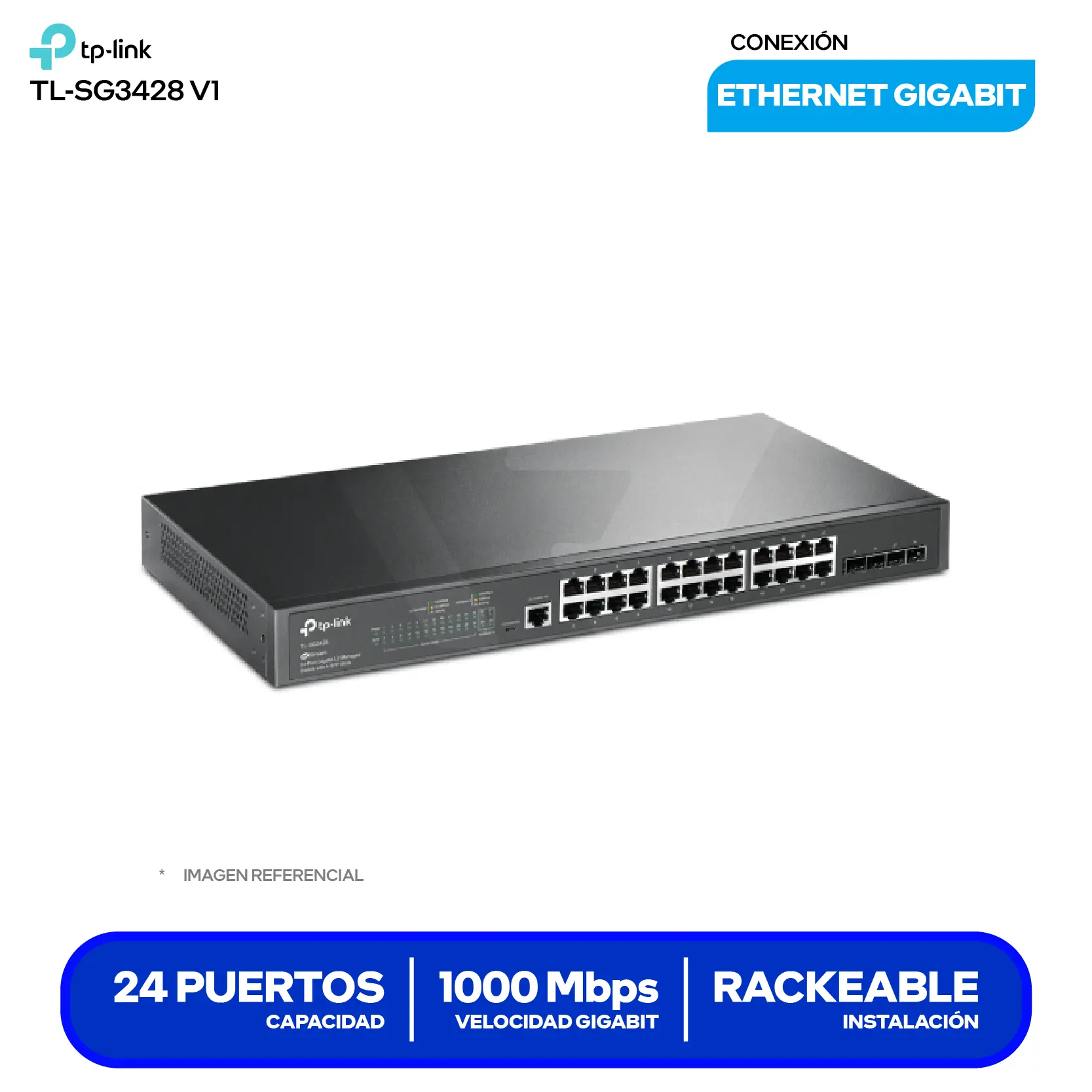 Switch TP-Link Gigabit L2+ Omada (TL-SG3428) 24 Puertos RJ45, 10/100/1000 Mbps