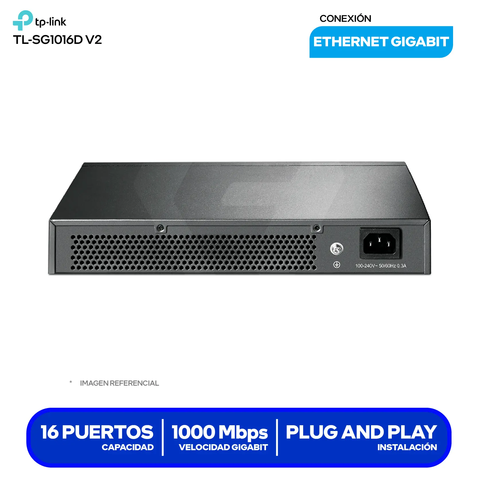 Switch de Escritorio TP-Link (TL-SG1016D) 16 Puertos, 10/100/1000 Mbps