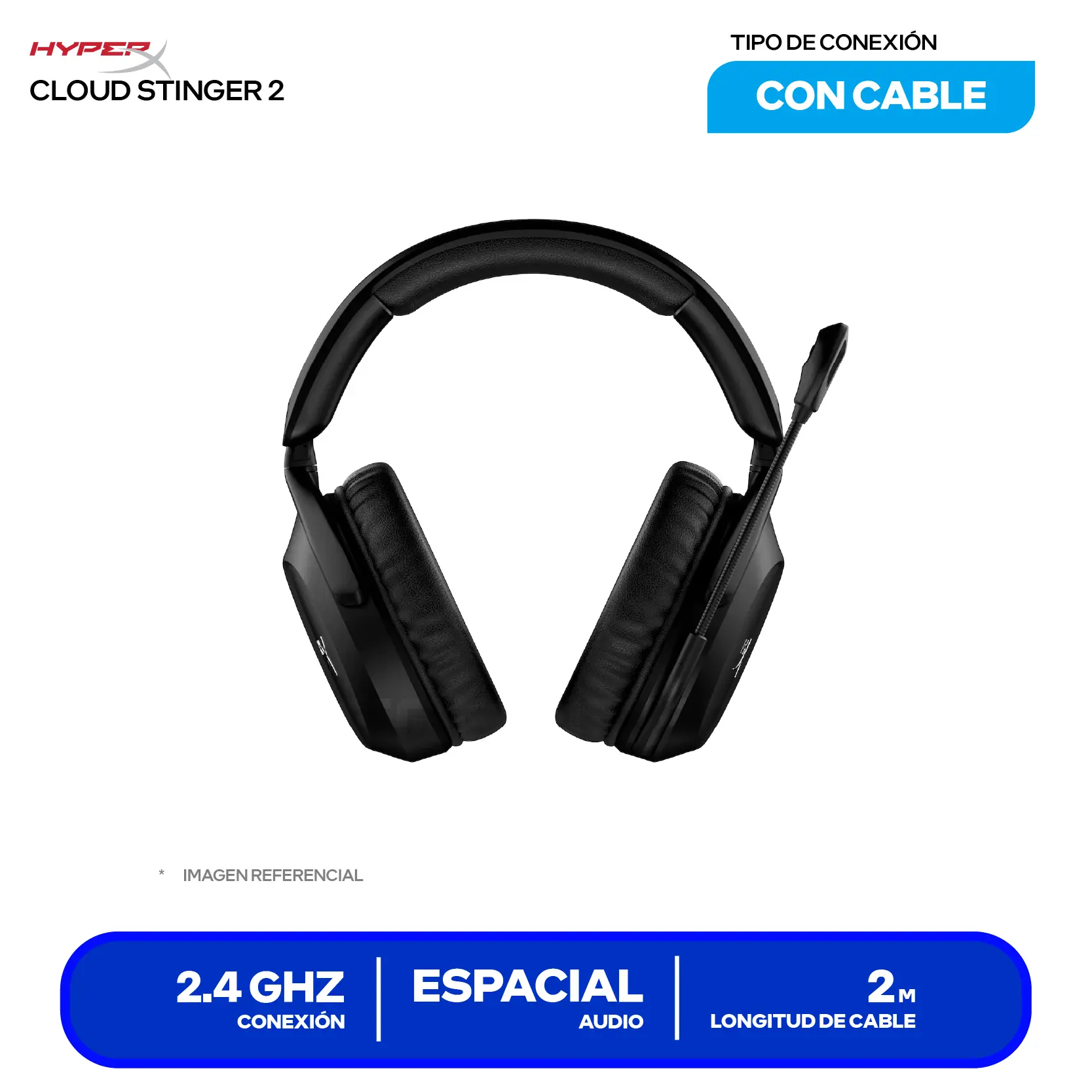 Audífono Gamer HyperX Cloud Stinger 2 (676A2AA), Inalámbrico, Micrófono Integrado