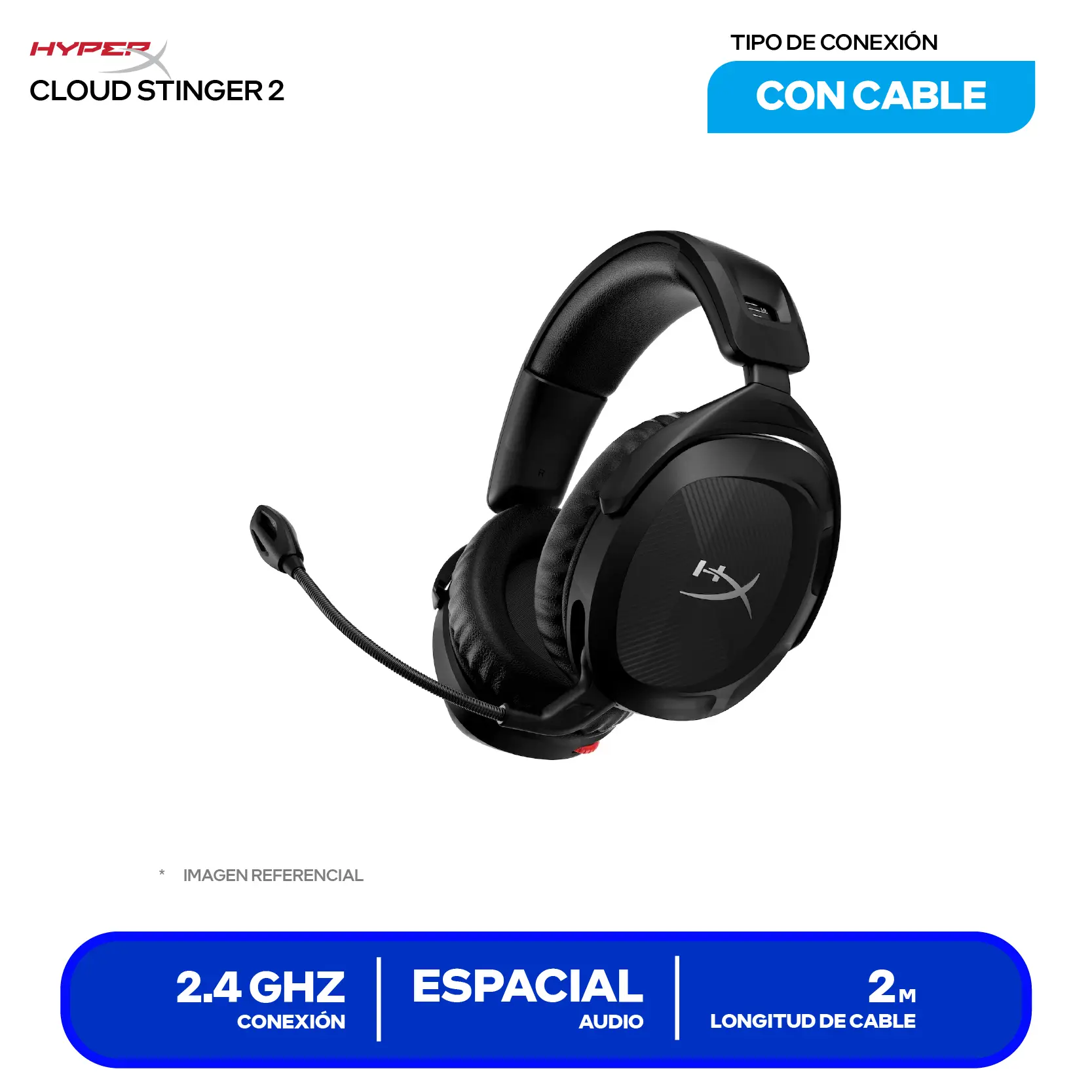 Audífono Gamer HyperX Cloud Stinger 2 (676A2AA), Inalámbrico, Micrófono Integrado