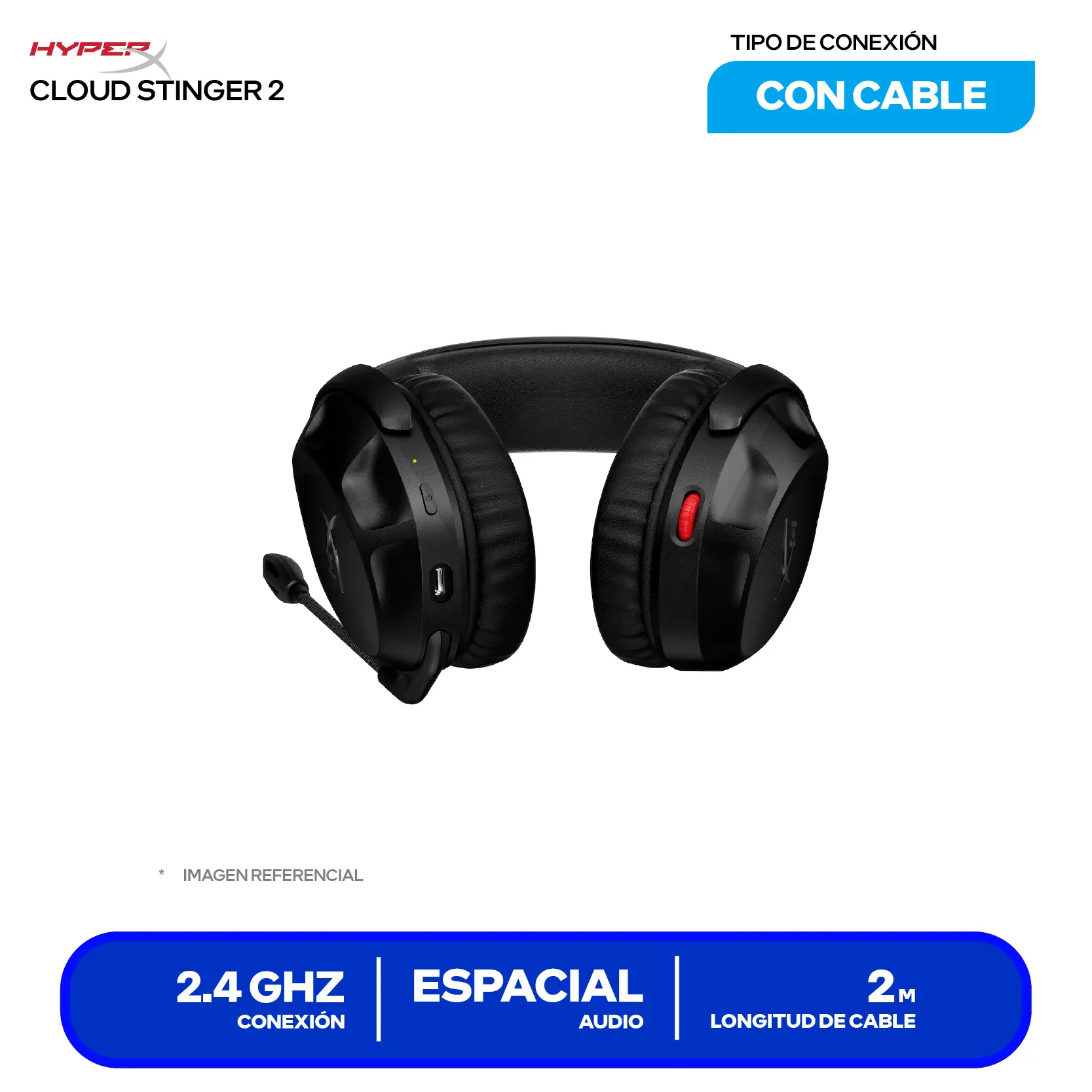 Audífono Gamer HyperX Cloud Stinger 2 (676A2AA), Inalámbrico, Micrófono Integrado