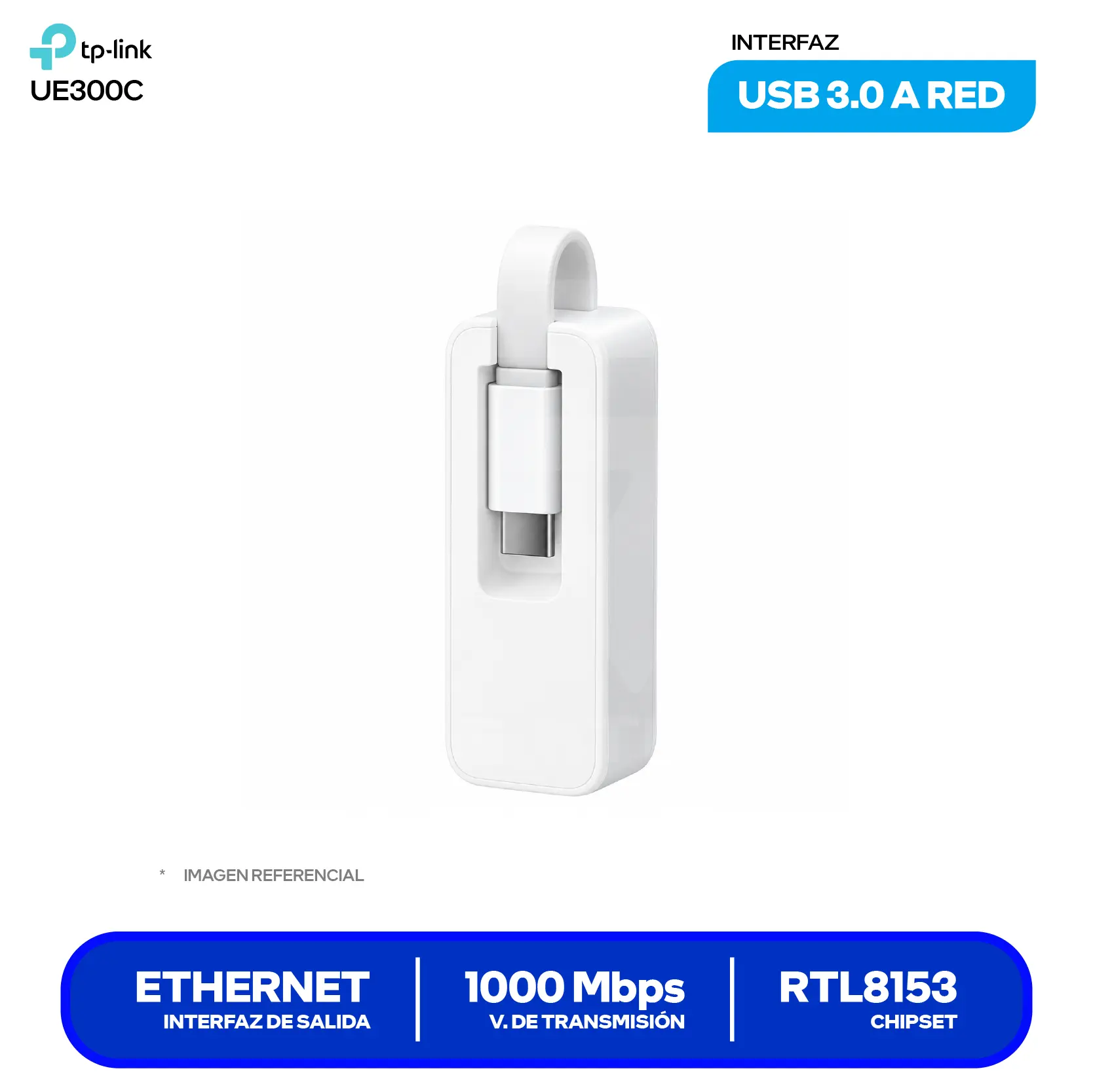 Adaptador USB TP-Link UE300C (0101502030) USB a RJ45, 10/100/1000Mbps