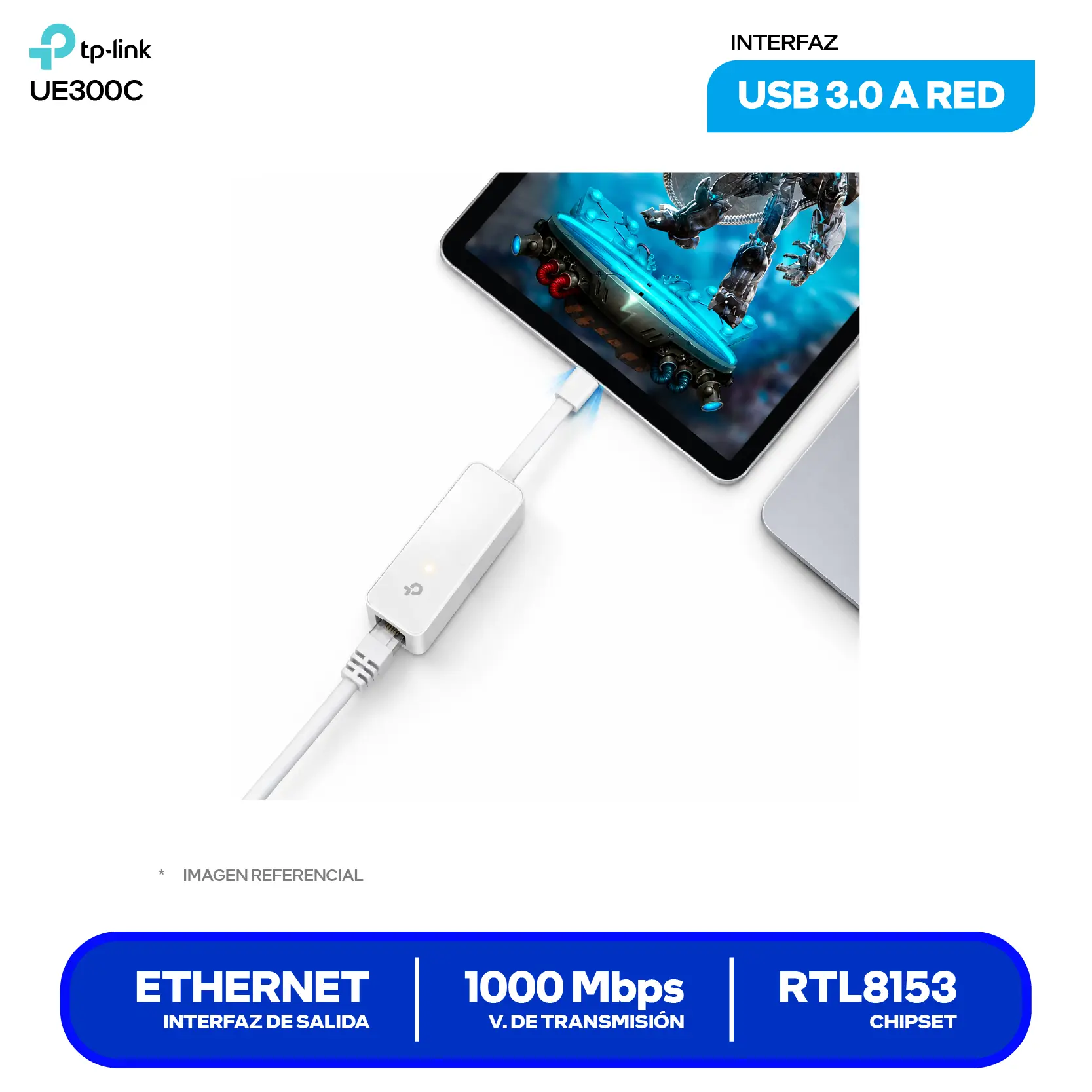 Adaptador USB TP-Link UE300C (0101502030) USB a RJ45, 10/100/1000Mbps