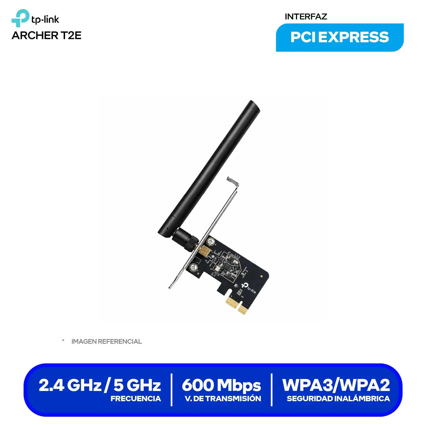Adaptador PCI Express TP-Link Archer T2E AC600 (0152502521) Doble Banda, Antena Desmontable