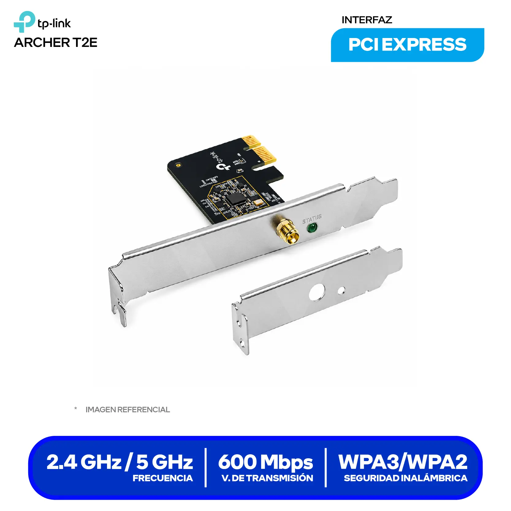 Adaptador PCI Express TP-Link Archer T2E AC600 (0152502521) Doble Banda, Antena Desmontable