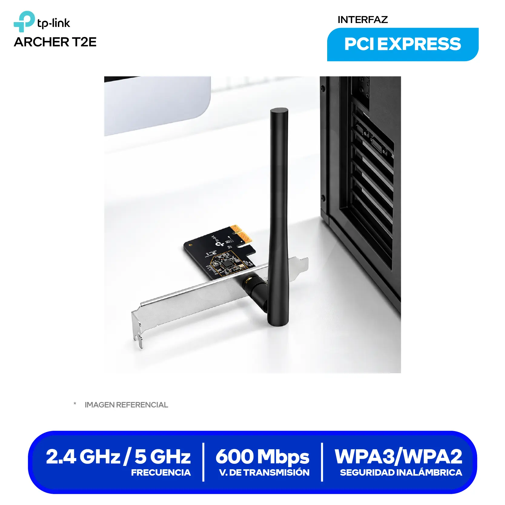 Adaptador PCI Express TP-Link Archer T2E AC600 (0152502521) Doble Banda, Antena Desmontable