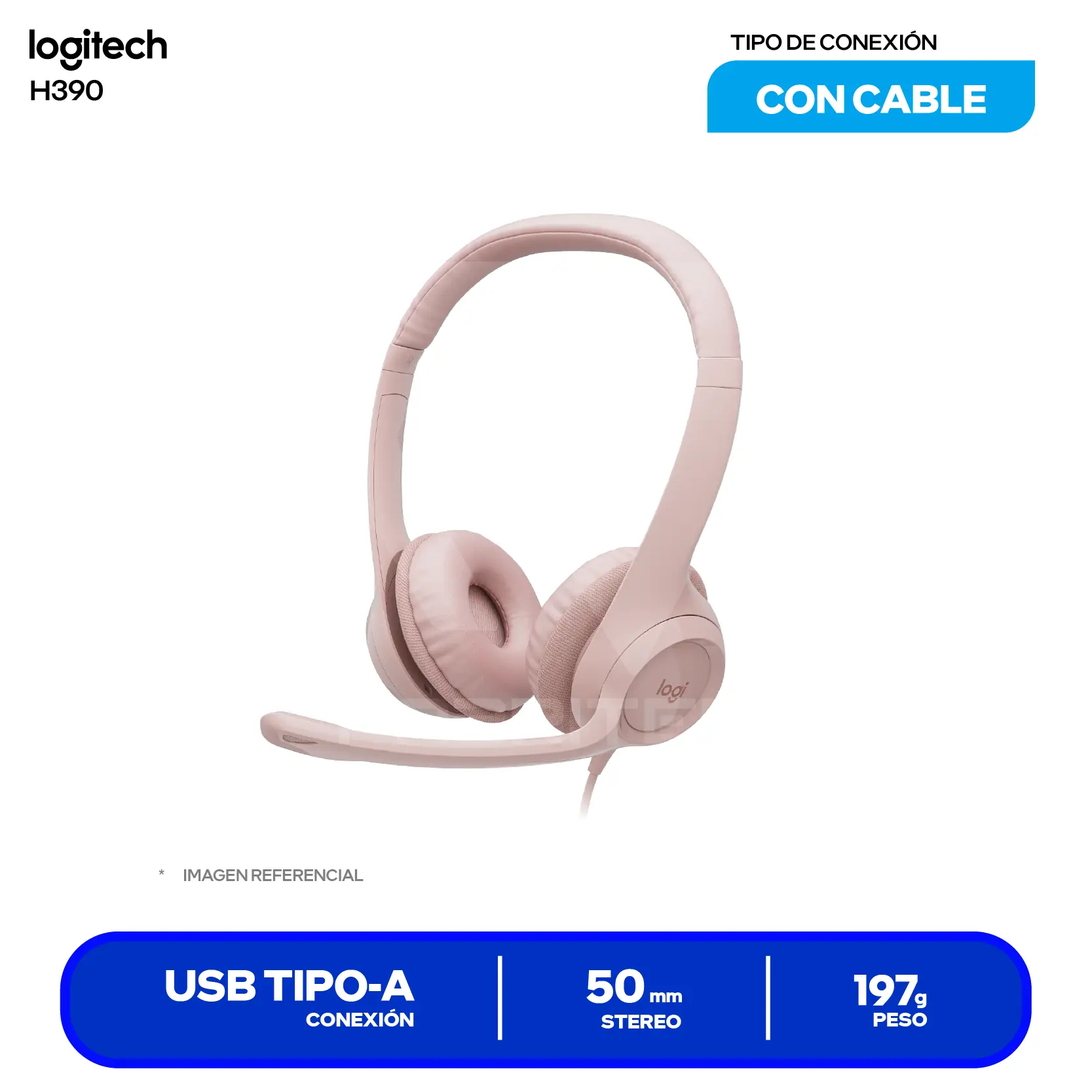 Audífono de Oficina Logitech H390 Negro (981-001280), USB, Micrófono Integrado