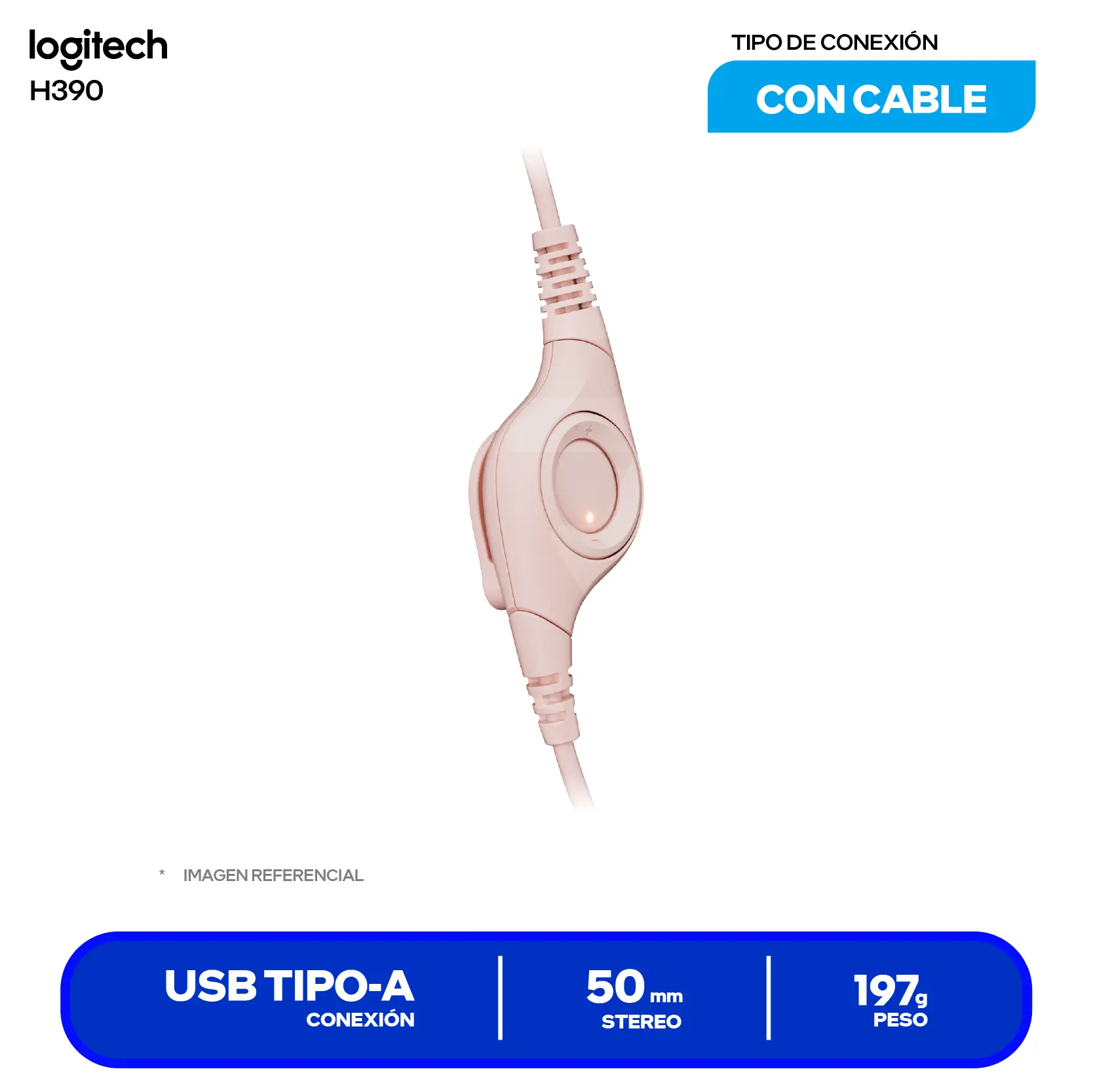 Audífono de Oficina Logitech H390 Negro (981-001280), USB, Micrófono Integrado
