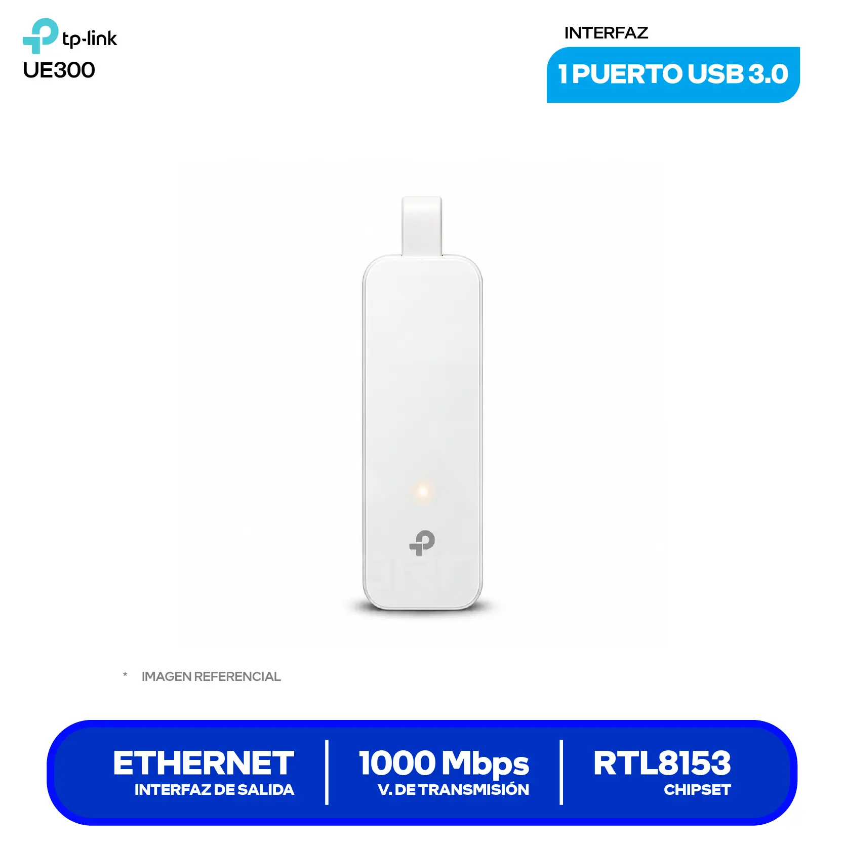 Adaptador USB TP-Link UE300 (0101502051) USB 3.0, 10/100/1000Mbps