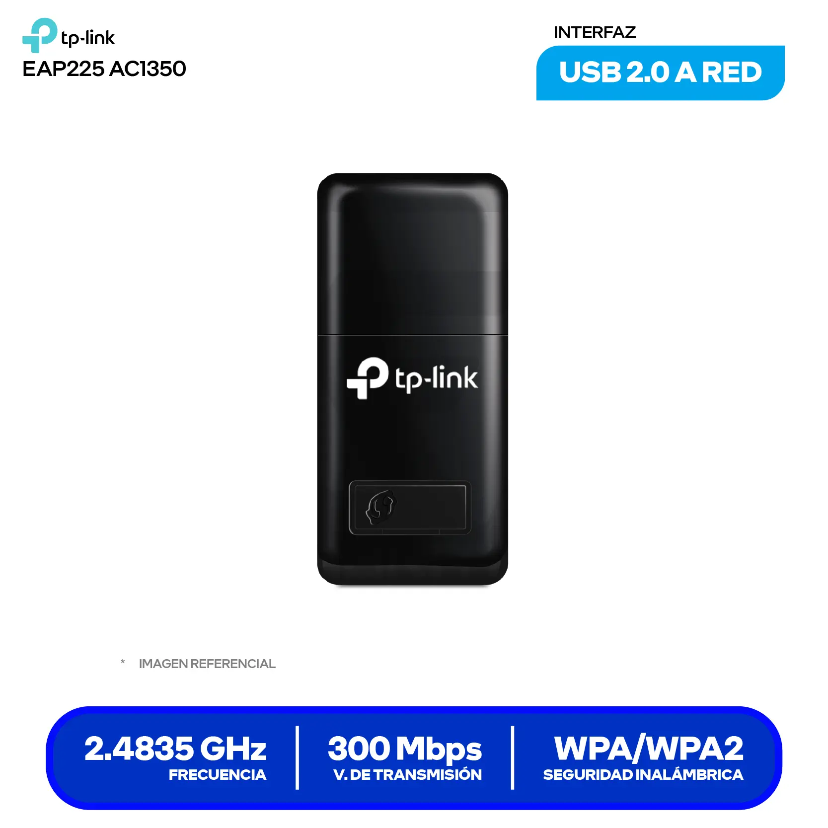 Mini Adaptador Inalámbrico TP-Link TL-WN823N (0152502517) 300 Mbps, 2.4 GHz