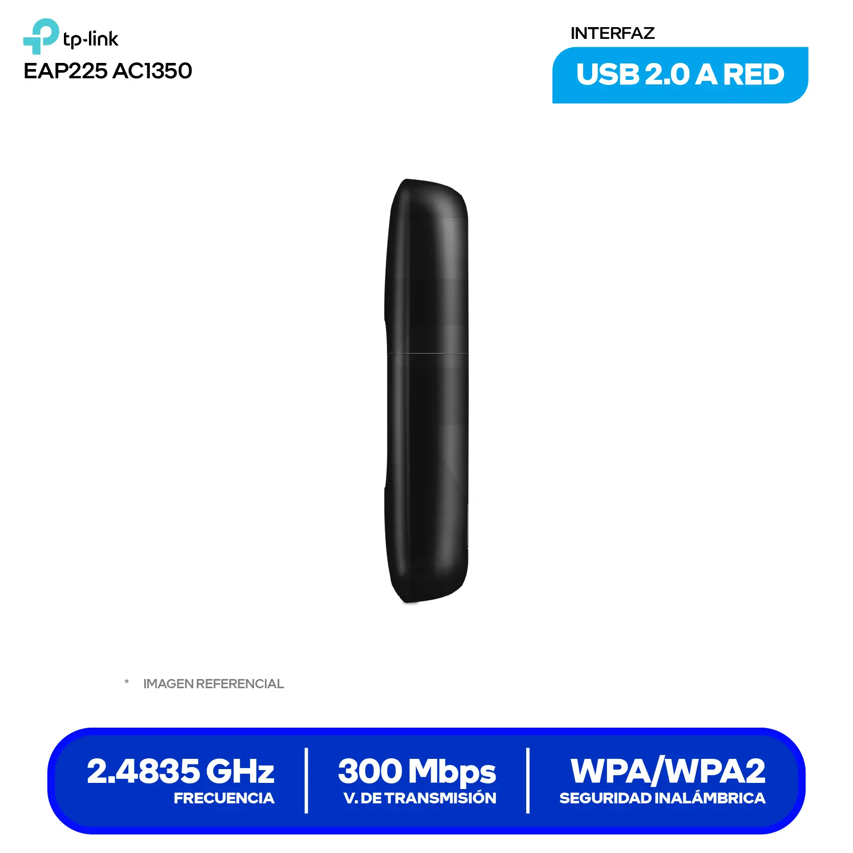 Mini Adaptador Inalámbrico TP-Link TL-WN823N (0152502517) 300 Mbps, 2.4 GHz