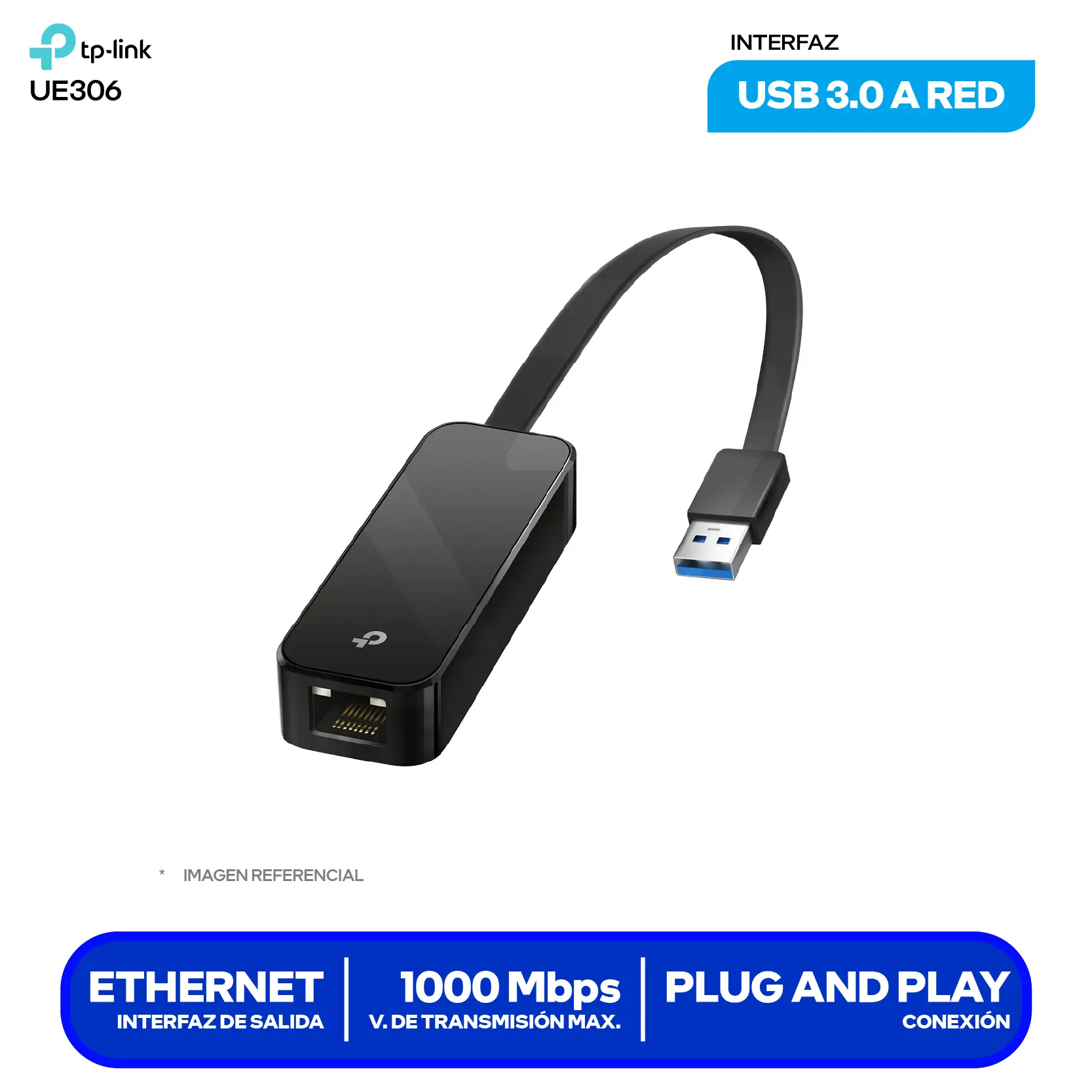 Adaptador USB TP-Link UE306 (UE306) USB 3.0, 10/100/1000 Mbps
