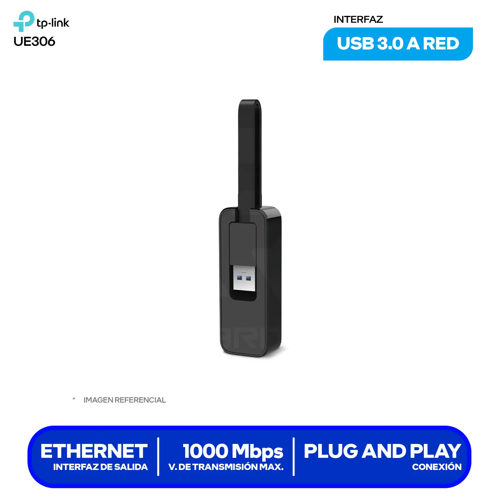 Adaptador USB TP-Link UE306 (UE306) USB 3.0, 10/100/1000 Mbps