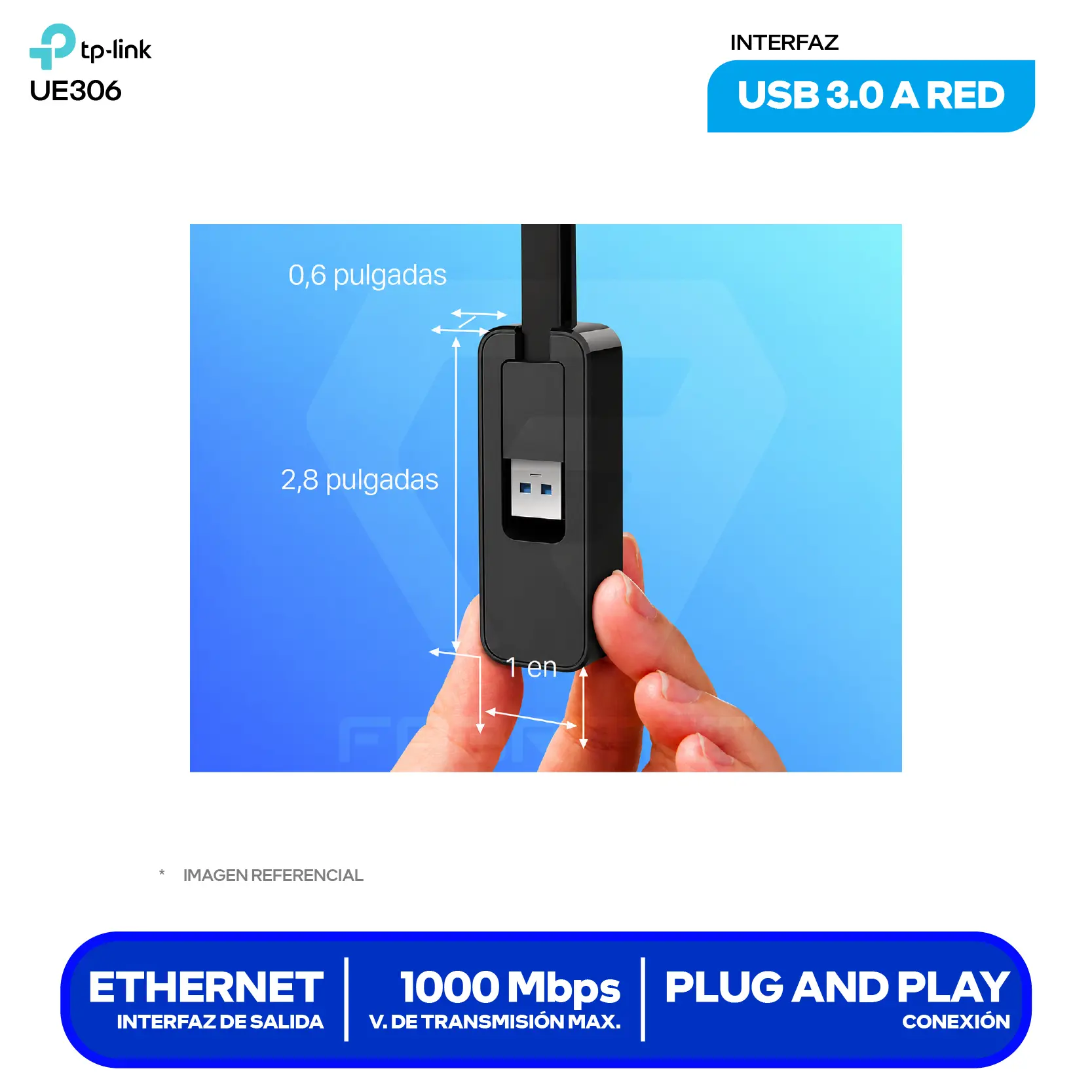 Adaptador USB TP-Link UE306 (UE306) USB 3.0, 10/100/1000 Mbps