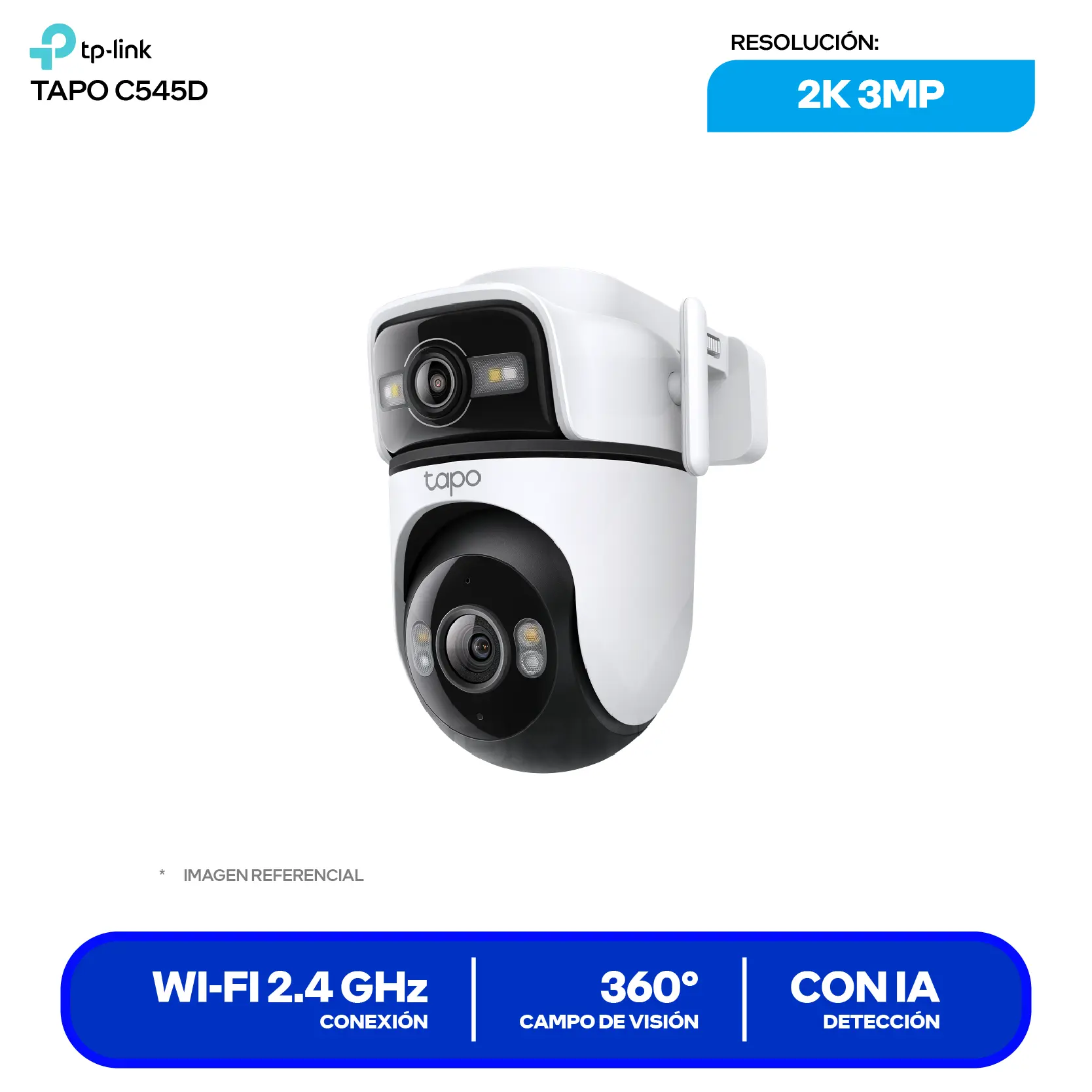 Cámara de Vigilancia Dual TP-Link Tapo C545D Wi-Fi/Ethernet (01770500260) 2K Dual, 360°, Con Visión Nocturna